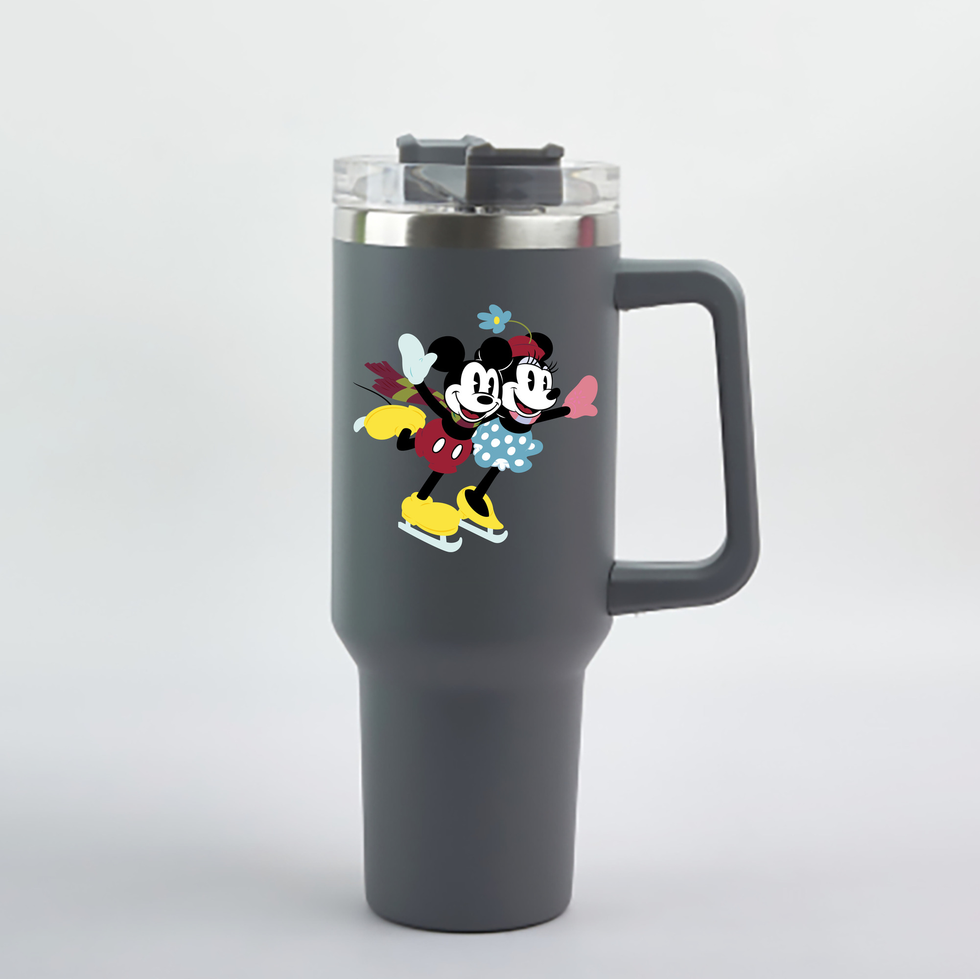 （画像用） ミッキーマウス Mickey Mouse 1200mL車用タンブラー - クリスタルステッカー（プラスチックストロー付き）