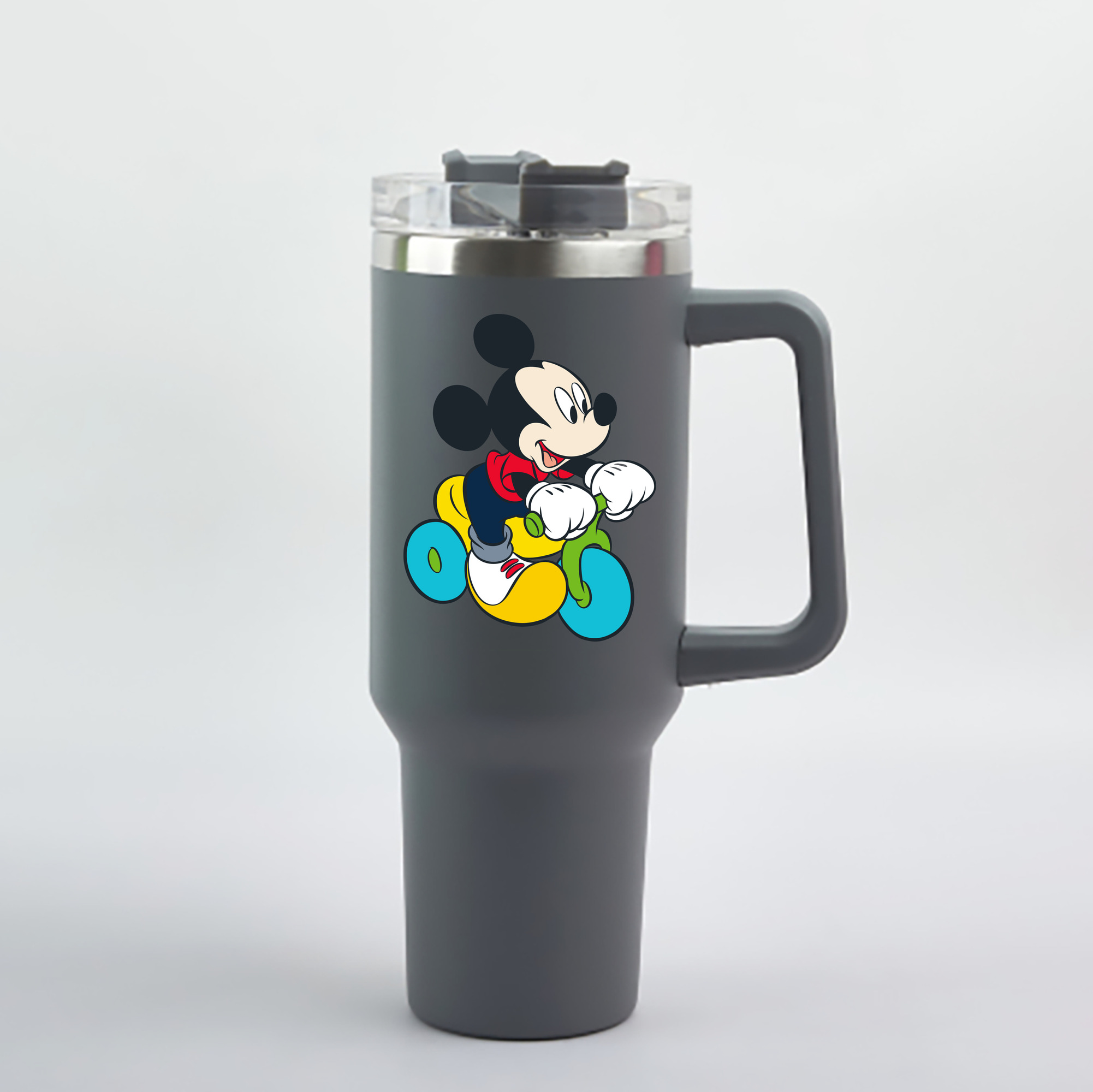 （画像用） ミッキーマウス Mickey Mouse 1200mL車用タンブラー - クリスタルステッカー（プラスチックストロー付き）