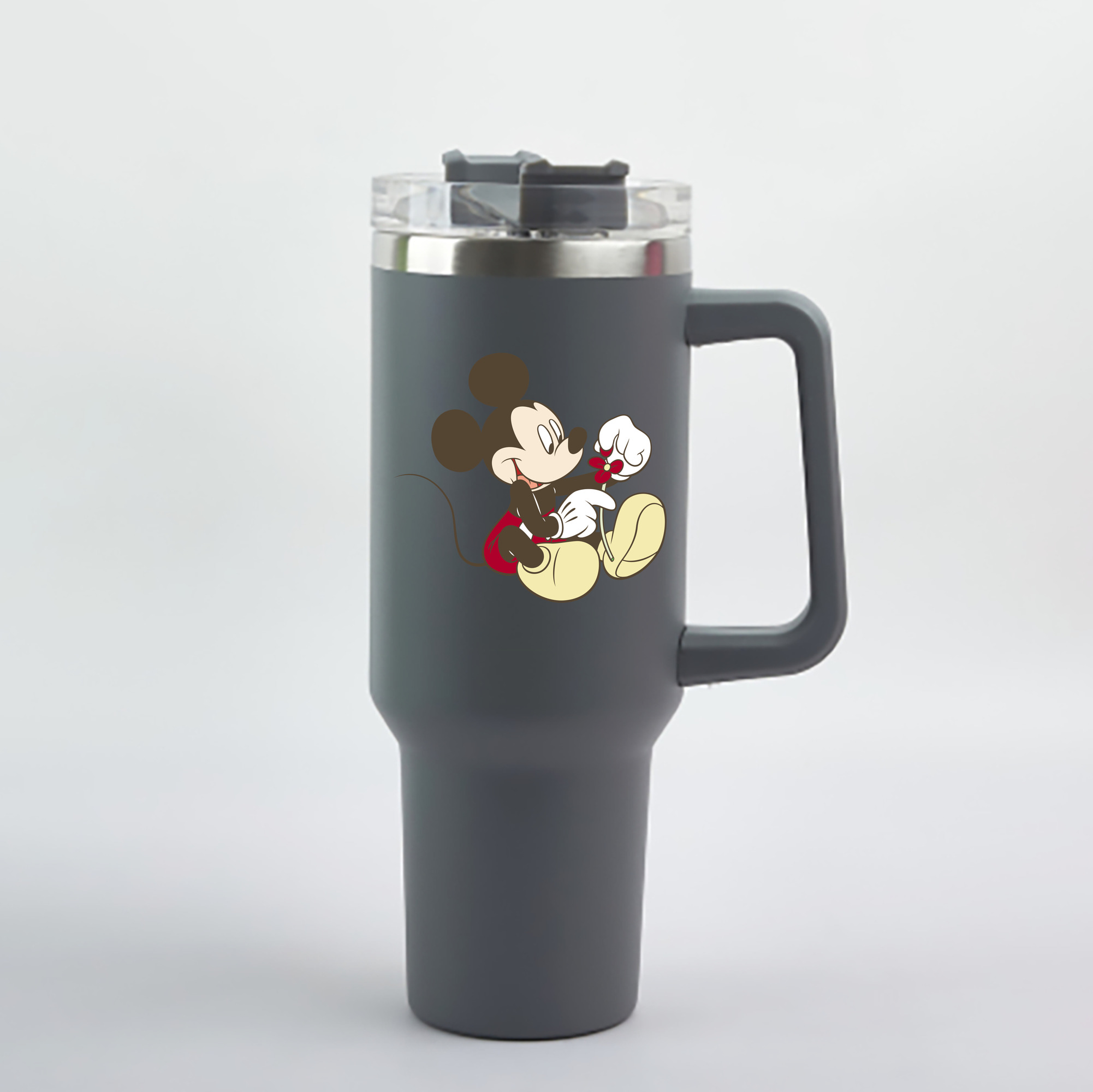 （画像用） ミッキーマウス Mickey Mouse 1200mL車用タンブラー - クリスタルステッカー（プラスチックストロー付き）