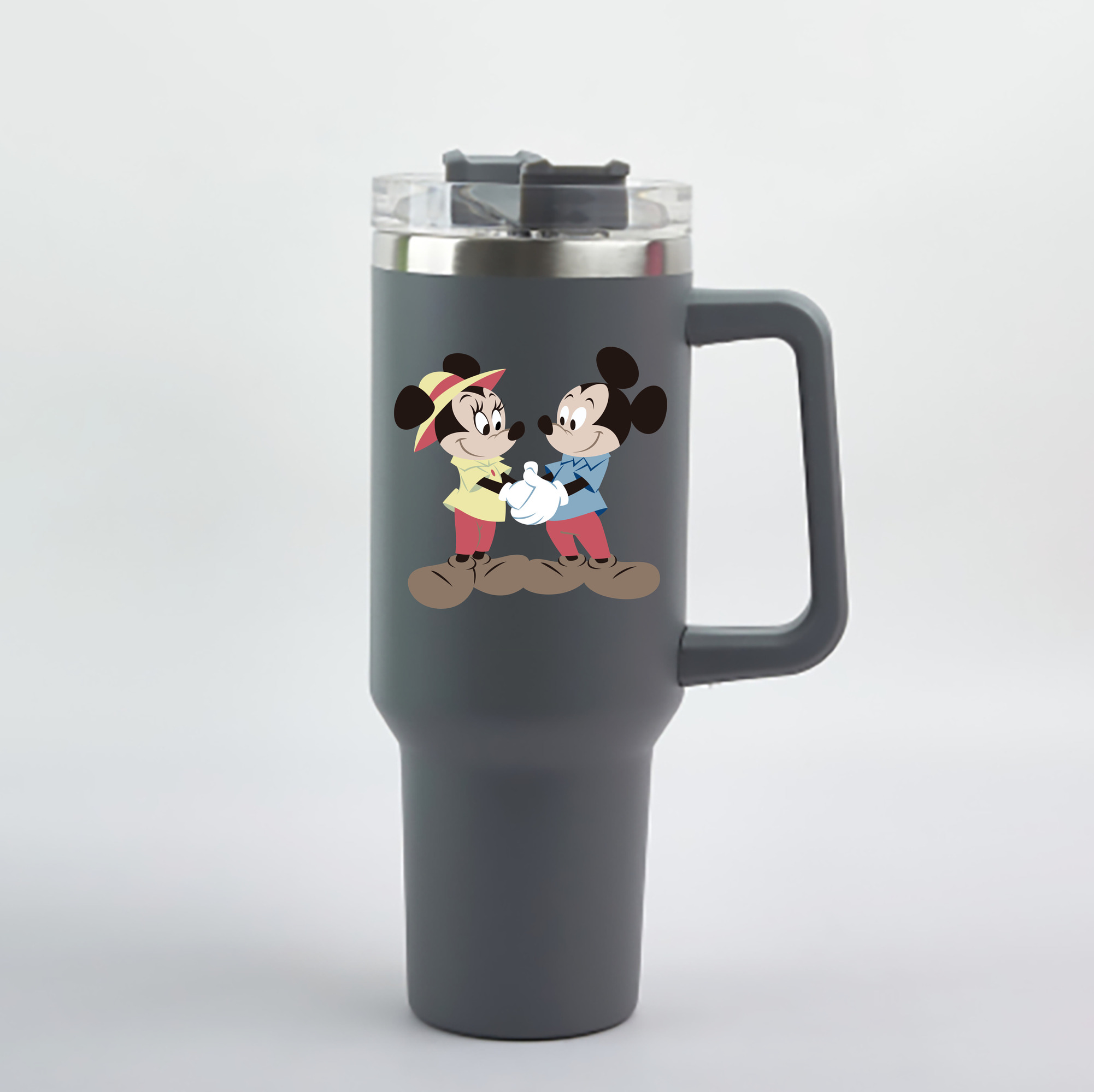 （画像用） ミッキーマウス Mickey Mouse 1200mL車用タンブラー - クリスタルステッカー（プラスチックストロー付き）