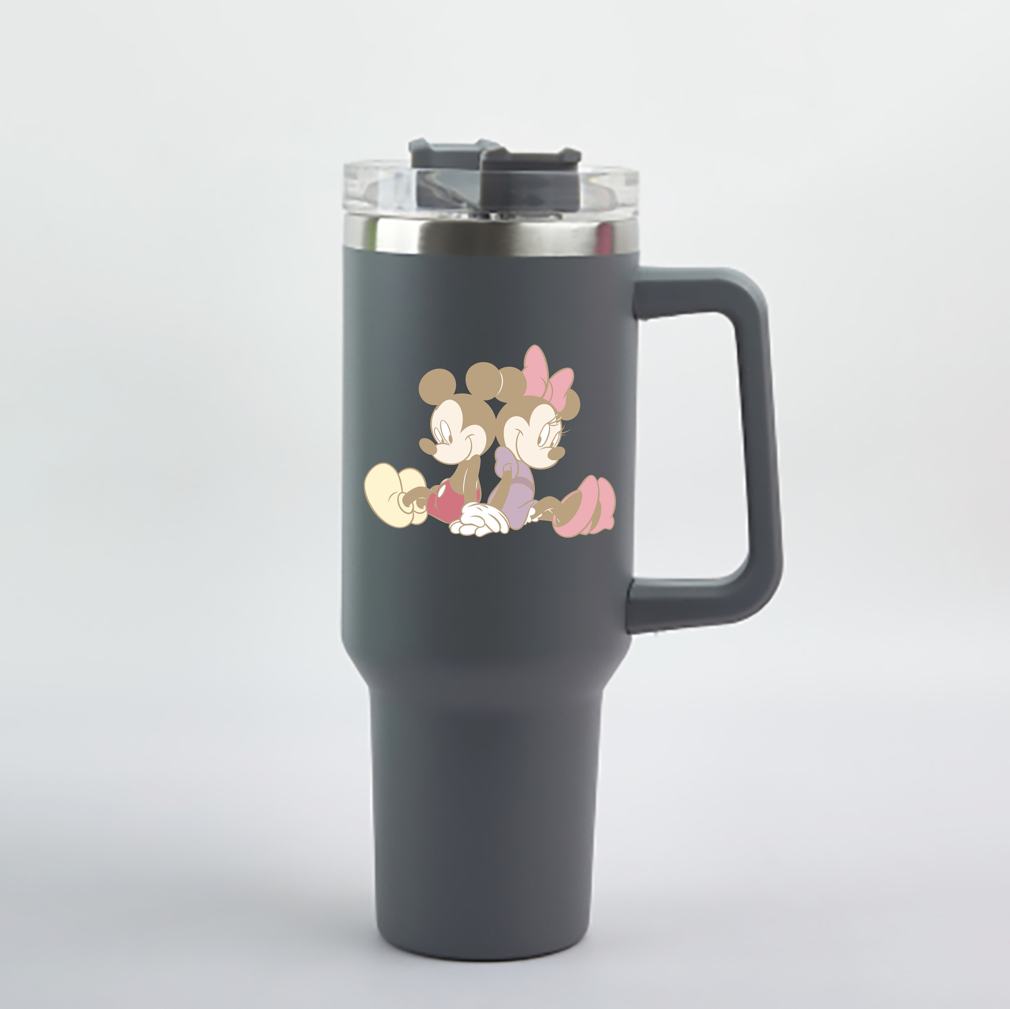 （画像用） ミッキーマウス Mickey Mouse 1200mL車用タンブラー - クリスタルステッカー（プラスチックストロー付き）