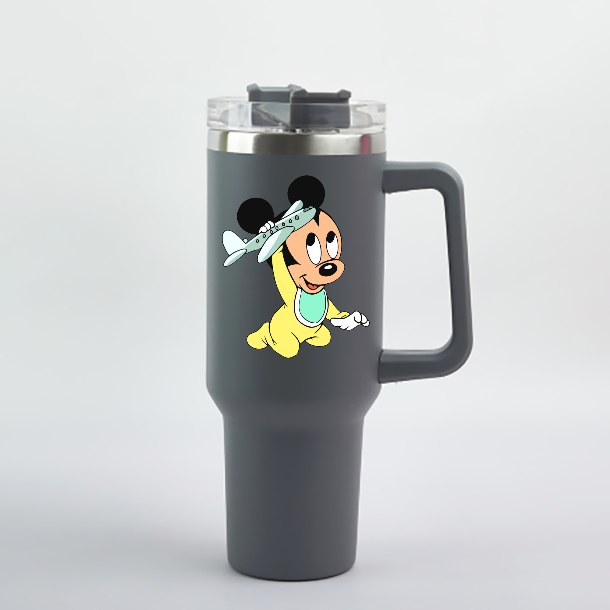 （画像用） ミッキーマウス Mickey Mouse 1200mL車用タンブラー - クリスタルステッカー（プラスチックストロー付き）