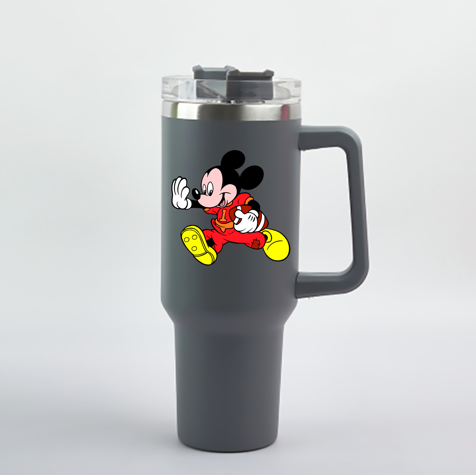 （画像用） ミッキーマウス Mickey Mouse 1200mL車用タンブラー - クリスタルステッカー（プラスチックストロー付き）