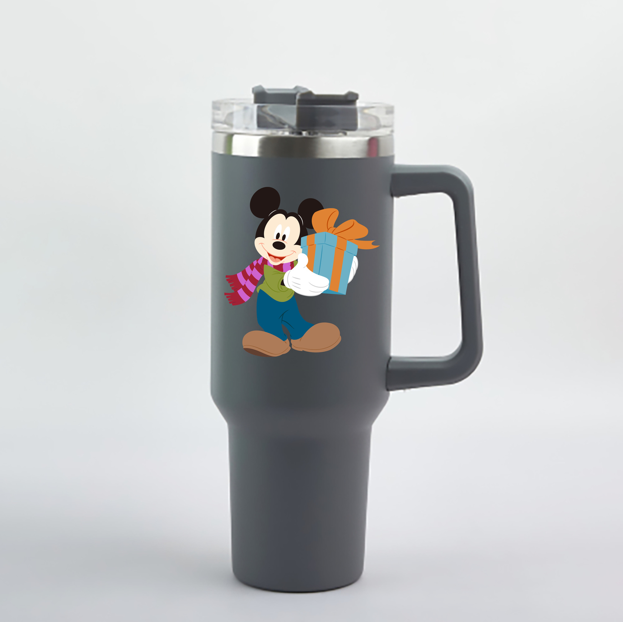（画像用） ミッキーマウス Mickey Mouse 1200mL車用タンブラー - クリスタルステッカー（プラスチックストロー付き）