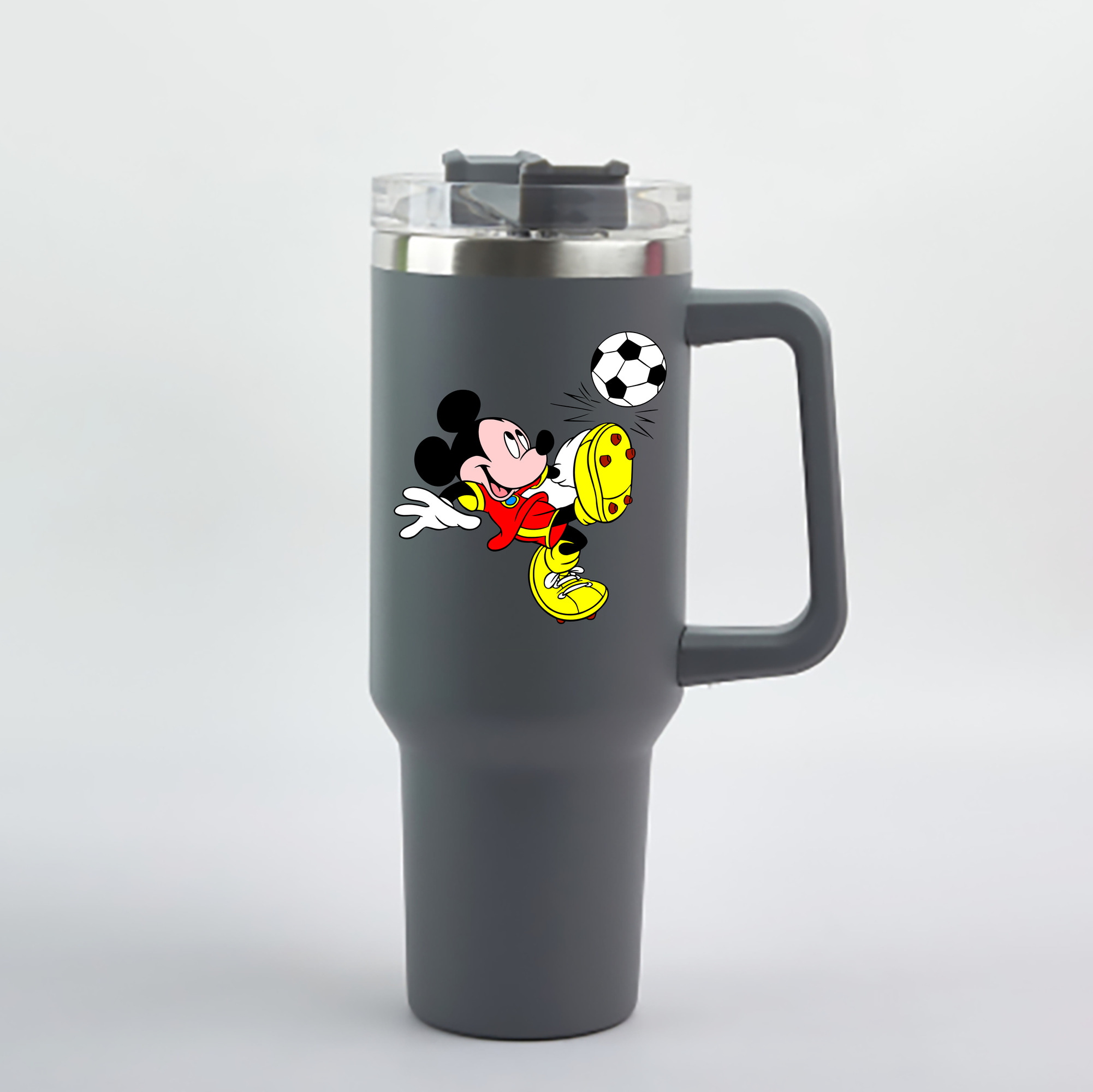 （画像用） ミッキーマウス Mickey Mouse 1200mL車用タンブラー - クリスタルステッカー（プラスチックストロー付き）