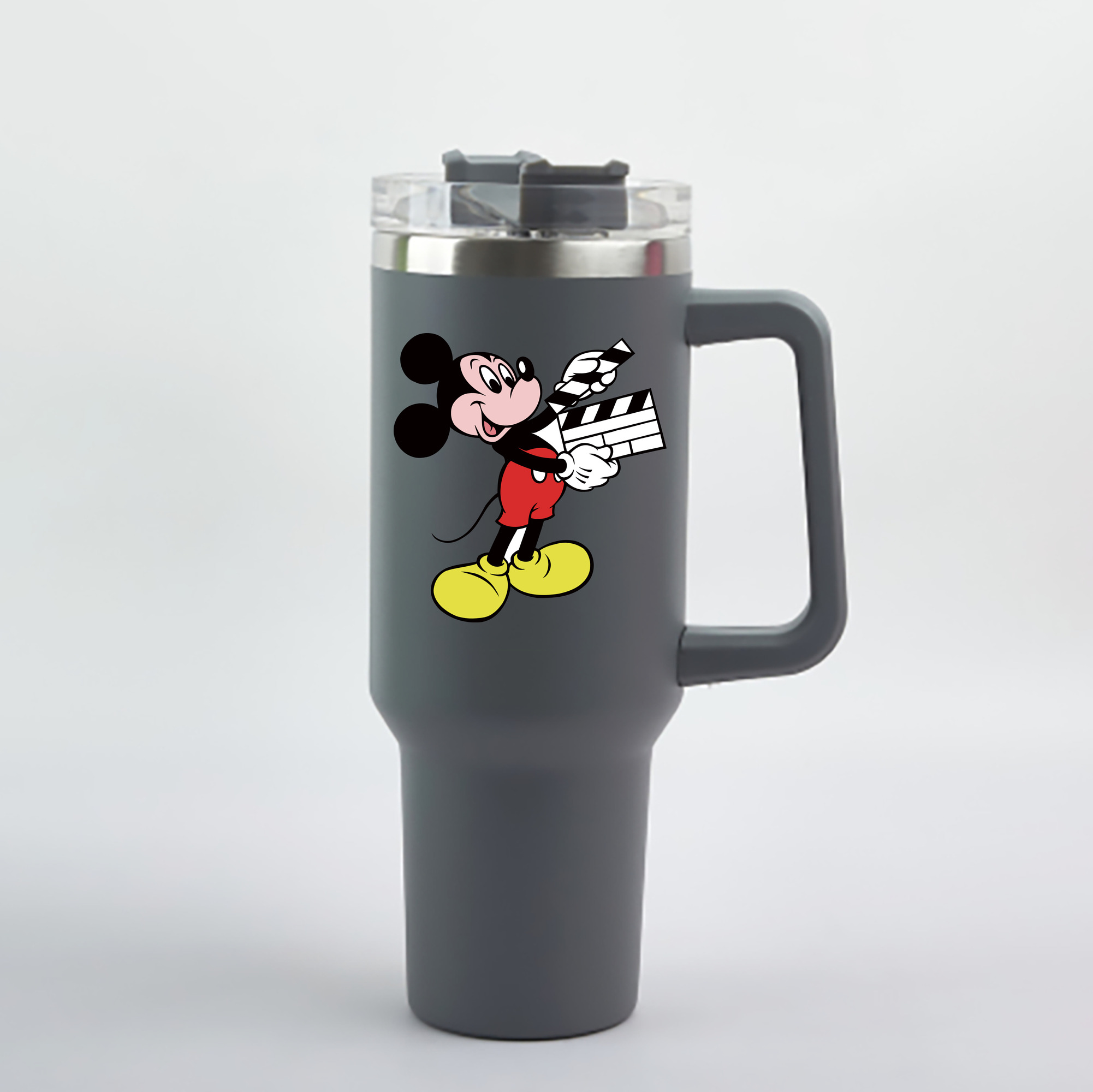 （画像用） ミッキーマウス Mickey Mouse 1200mL車用タンブラー - クリスタルステッカー（プラスチックストロー付き）