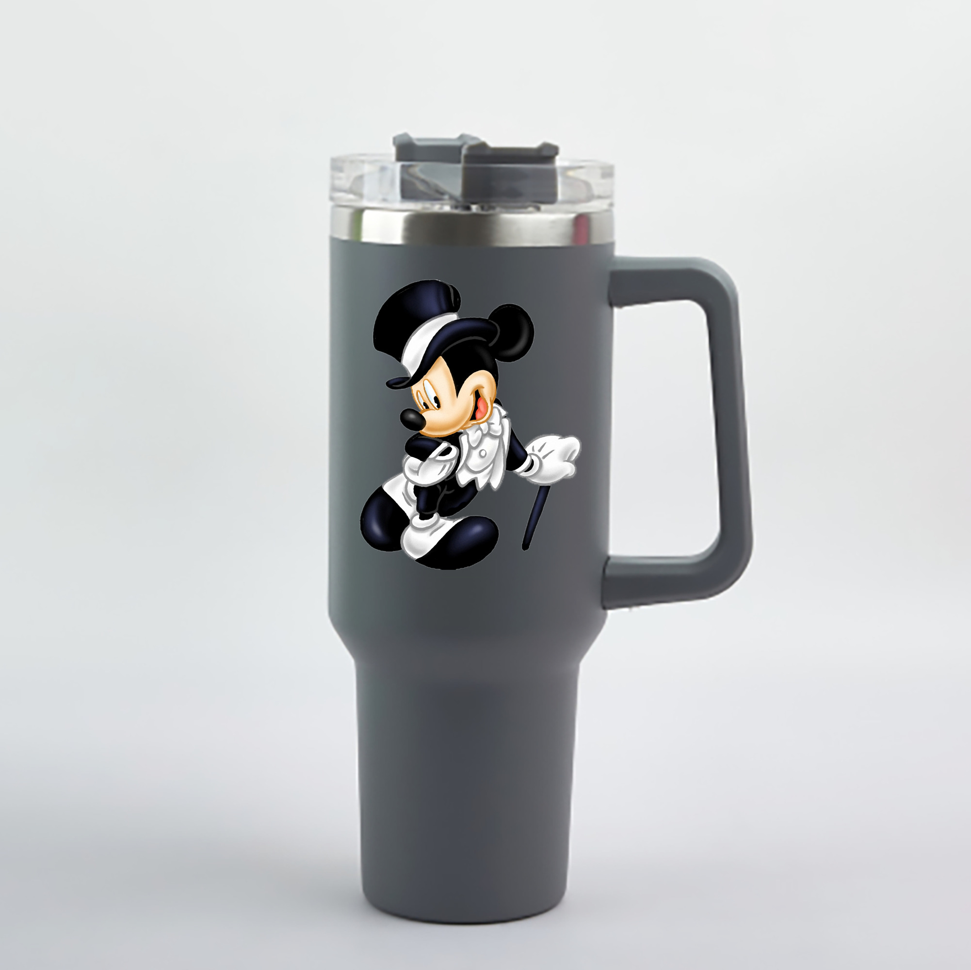 （画像用） ミッキーマウス Mickey Mouse 1200mL車用タンブラー - クリスタルステッカー（プラスチックストロー付き）