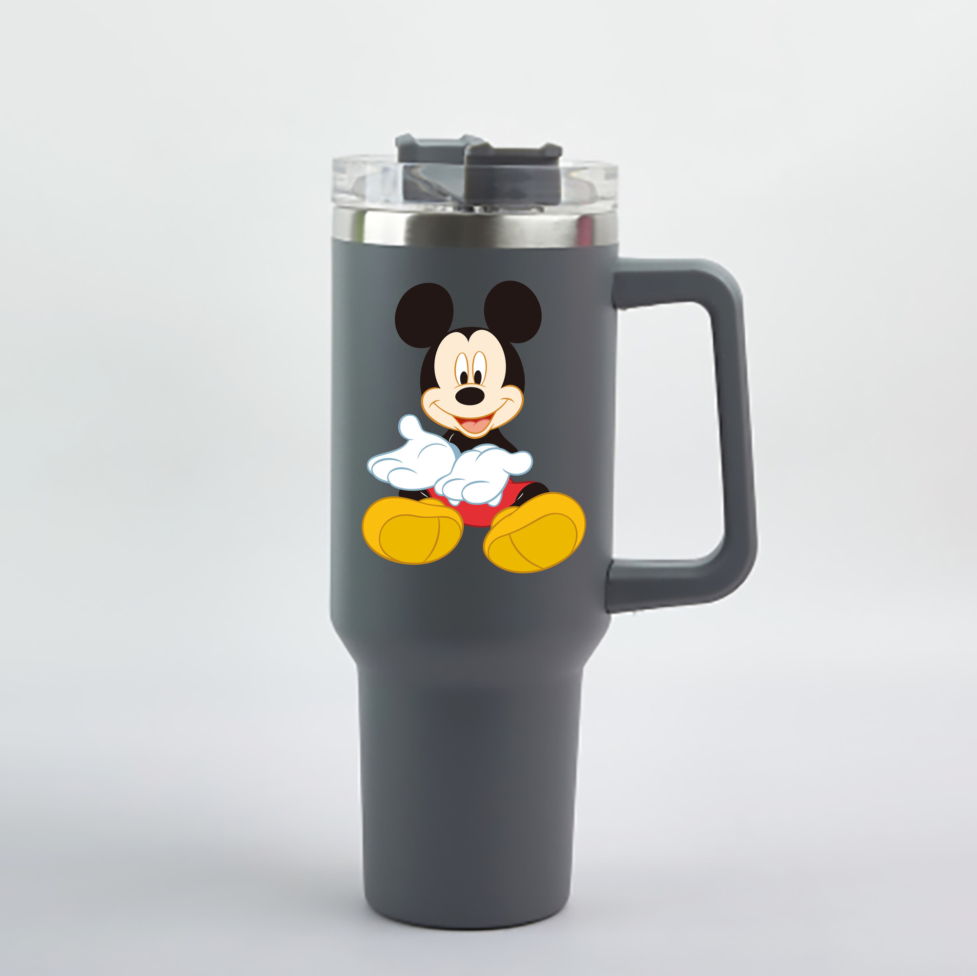 （画像用） ミッキーマウス Mickey Mouse 1200mL車用タンブラー - クリスタルステッカー（プラスチックストロー付き）
