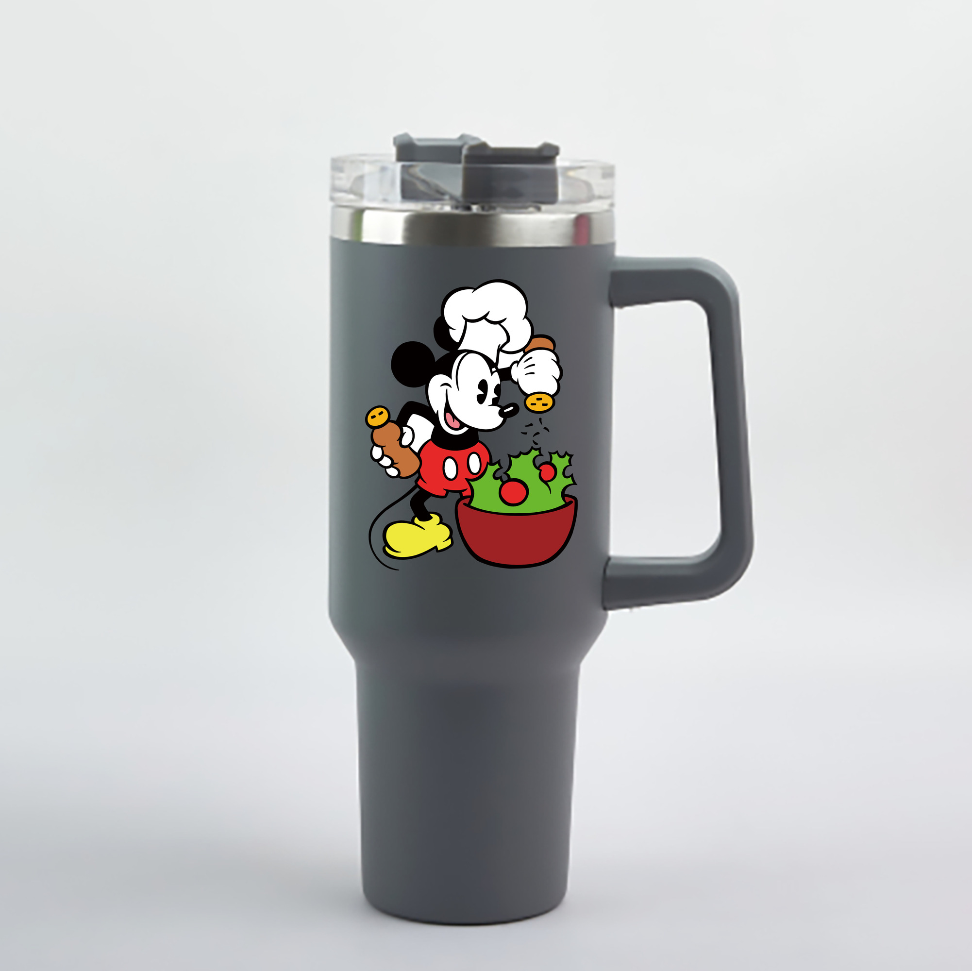 （画像用） ミッキーマウス Mickey Mouse 1200mL車用タンブラー - クリスタルステッカー（プラスチックストロー付き）