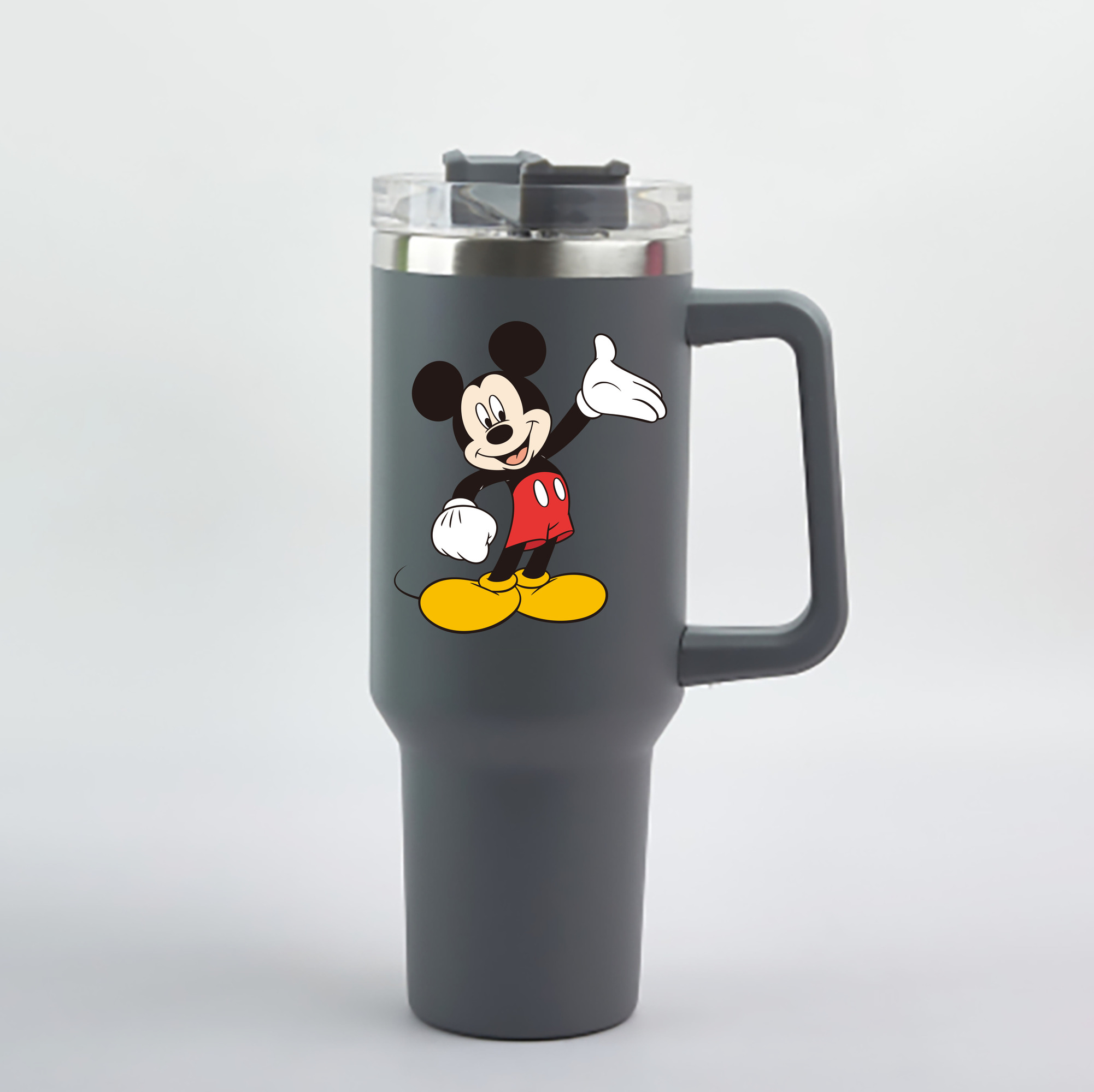 （画像用） ミッキーマウス Mickey Mouse 1200mL車用タンブラー - クリスタルステッカー（プラスチックストロー付き）