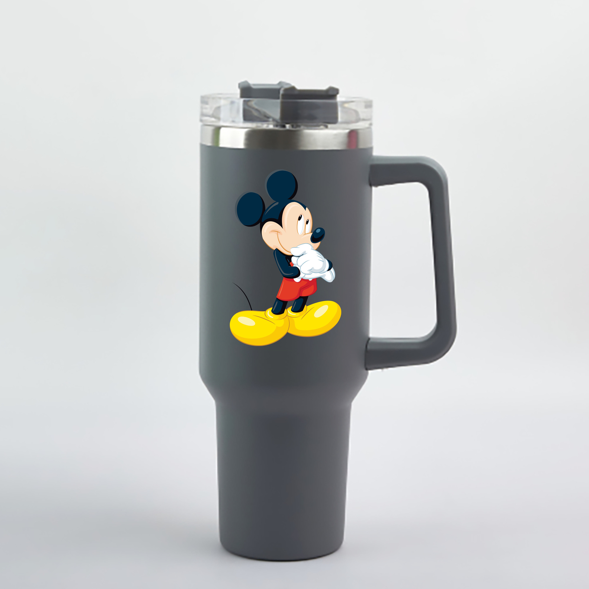 （画像用） ミッキーマウス Mickey Mouse 1200mL車用タンブラー - クリスタルステッカー（プラスチックストロー付き）