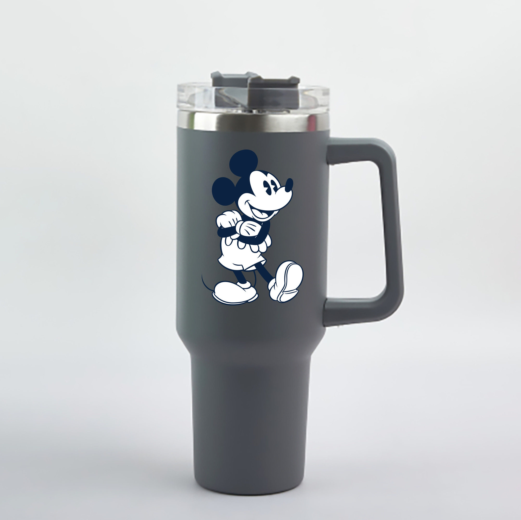 （画像用） ミッキーマウス Mickey Mouse 1200mL車用タンブラー - クリスタルステッカー（プラスチックストロー付き）