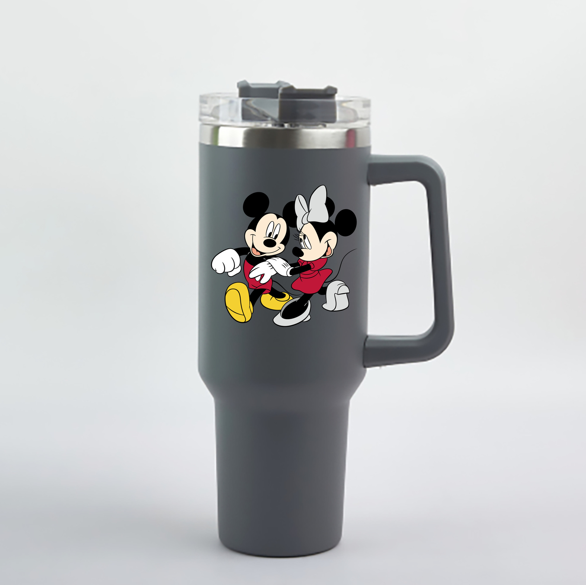 （画像用） ミッキーマウス Mickey Mouse 1200mL車用タンブラー - クリスタルステッカー（プラスチックストロー付き）
