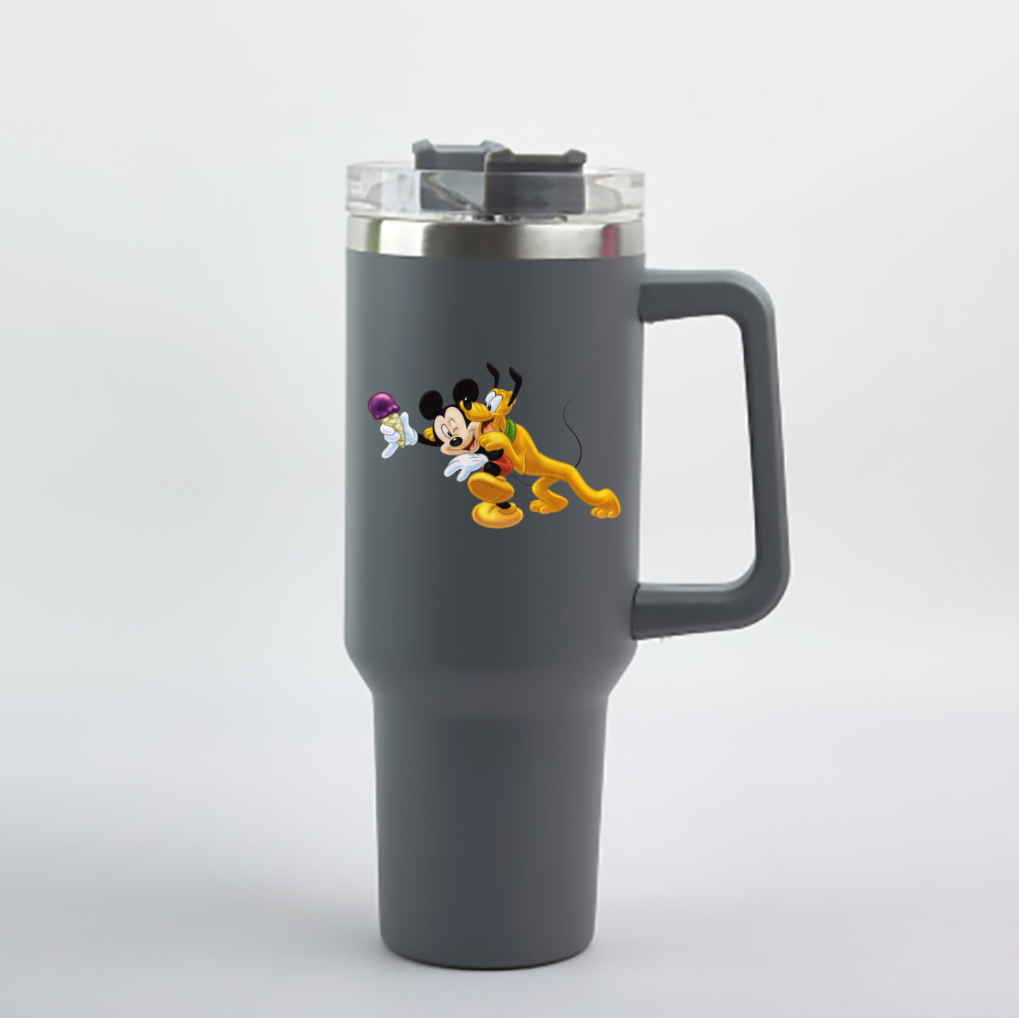 ミッキーマウス Mickey Mouse 1200mL車用タンブラー - クリスタルステッカー（プラスチックストロー付き）