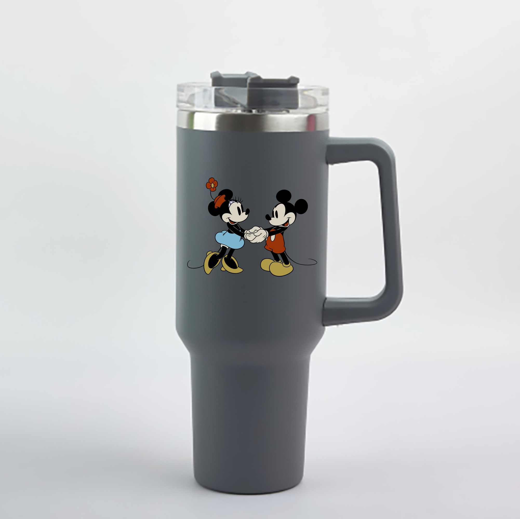 （画像用） ミッキーマウス Mickey Mouse 1200mL車用タンブラー - クリスタルステッカー（プラスチックストロー付き）
