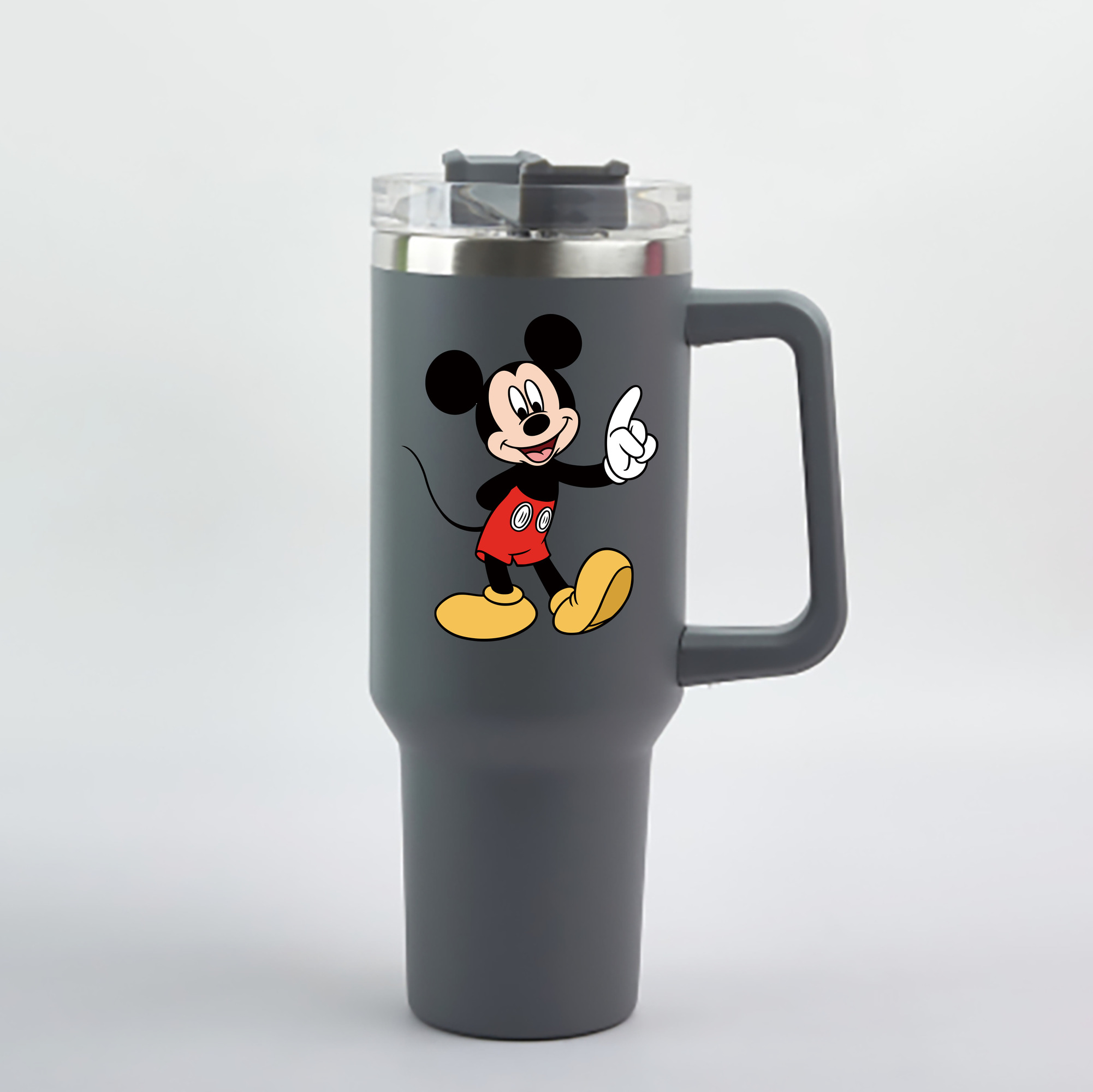 （画像用） ミッキーマウス Mickey Mouse 1200mL車用タンブラー - クリスタルステッカー（プラスチックストロー付き）
