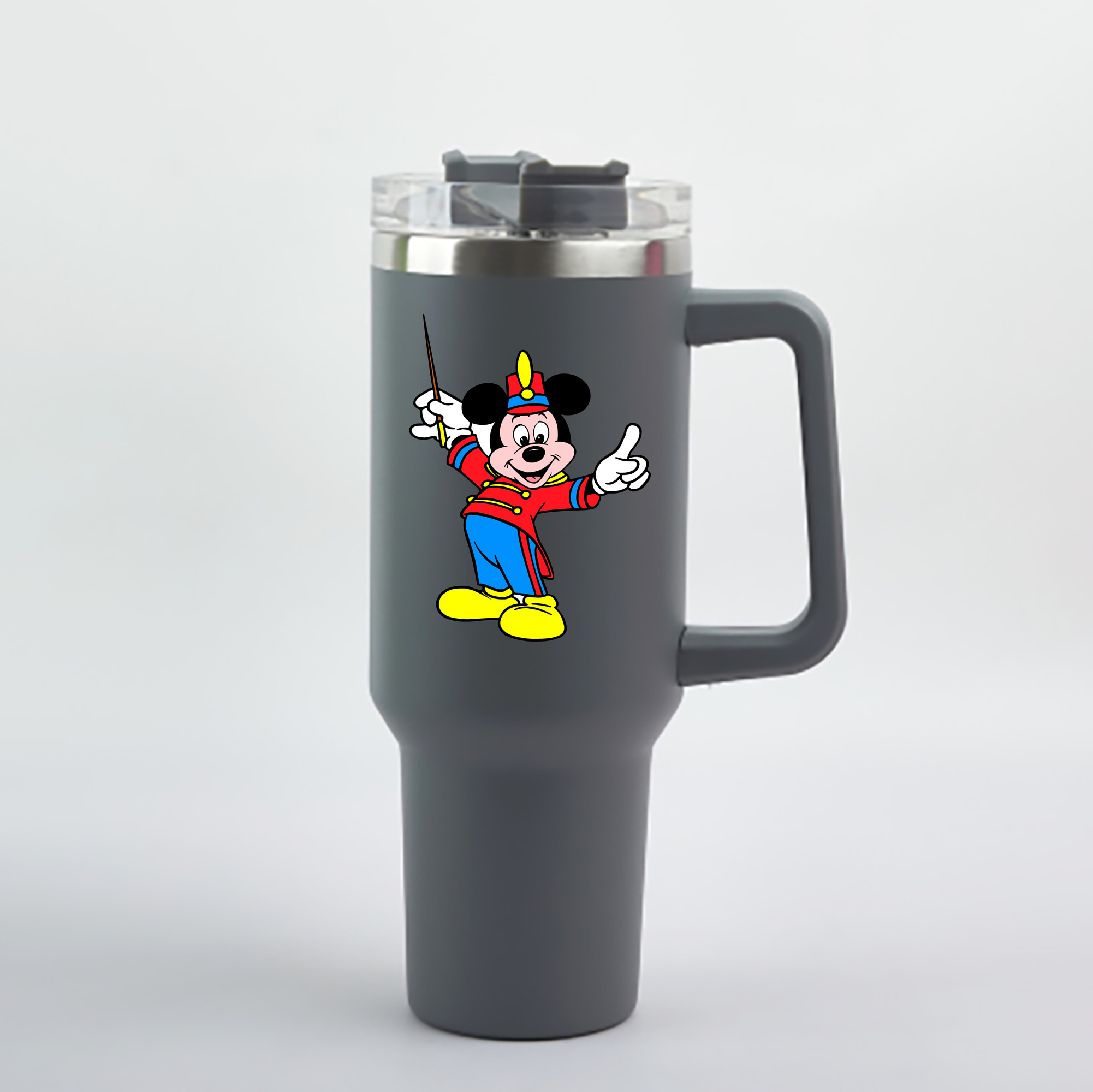 （画像用） ミッキーマウス Mickey Mouse 1200mL車用タンブラー - クリスタルステッカー（プラスチックストロー付き）