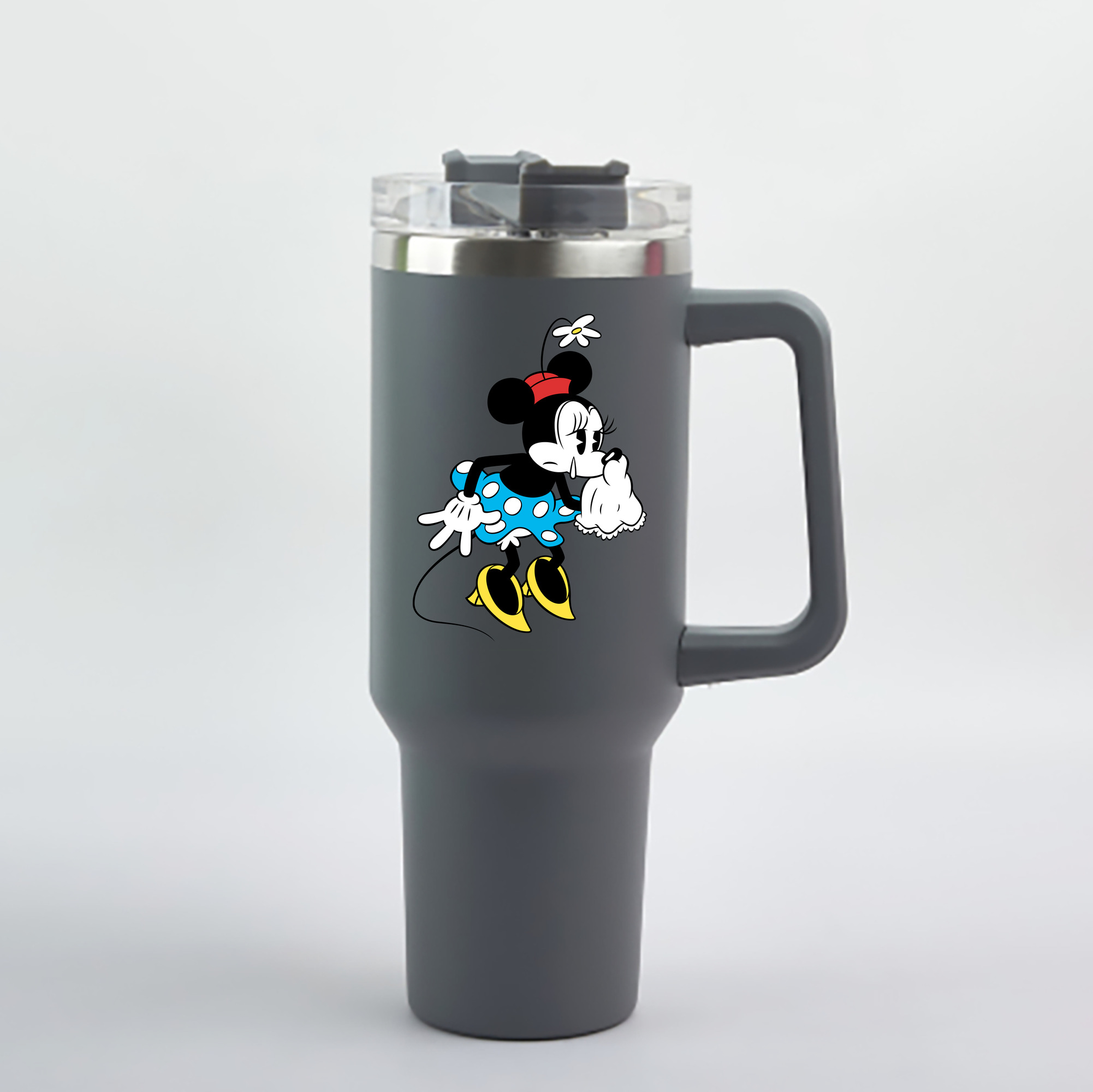 ミッキーマウス Mickey Mouse 1200mL車用タンブラー - クリスタルステッカー（プラスチックストロー付き）