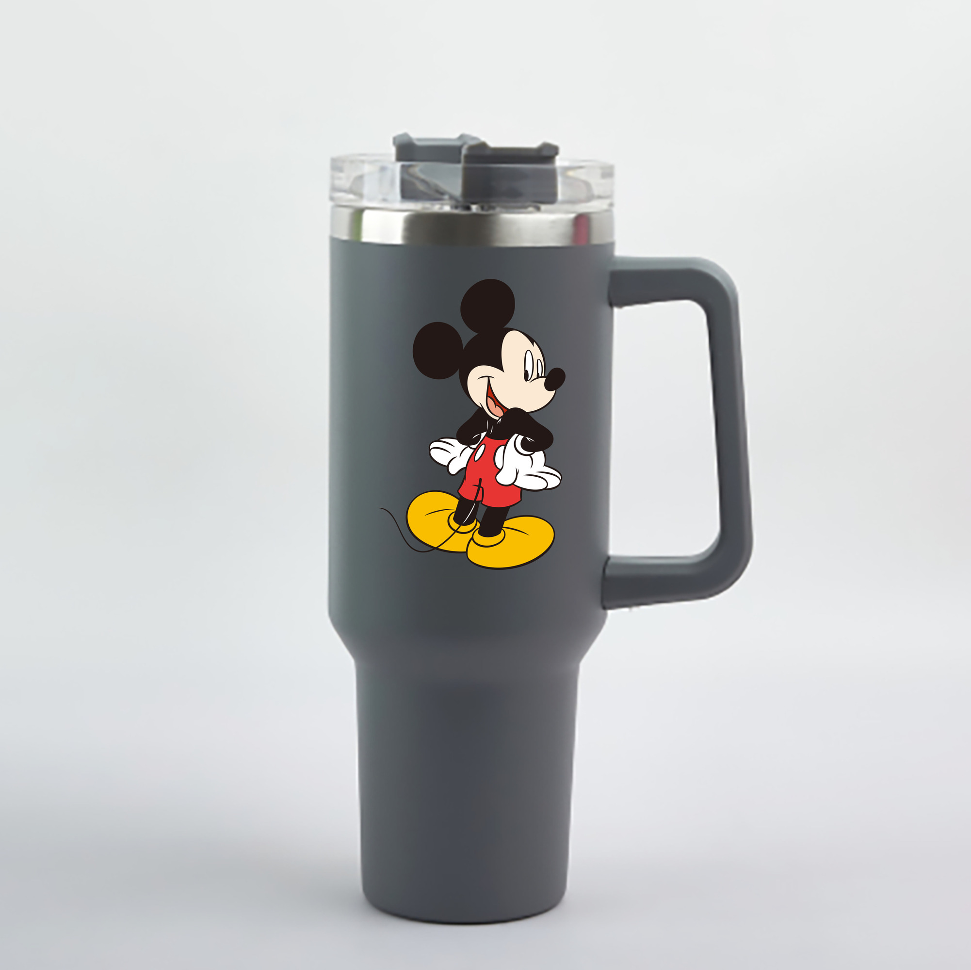 （画像用） ミッキーマウス Mickey Mouse 1200mL車用タンブラー - クリスタルステッカー（プラスチックストロー付き）