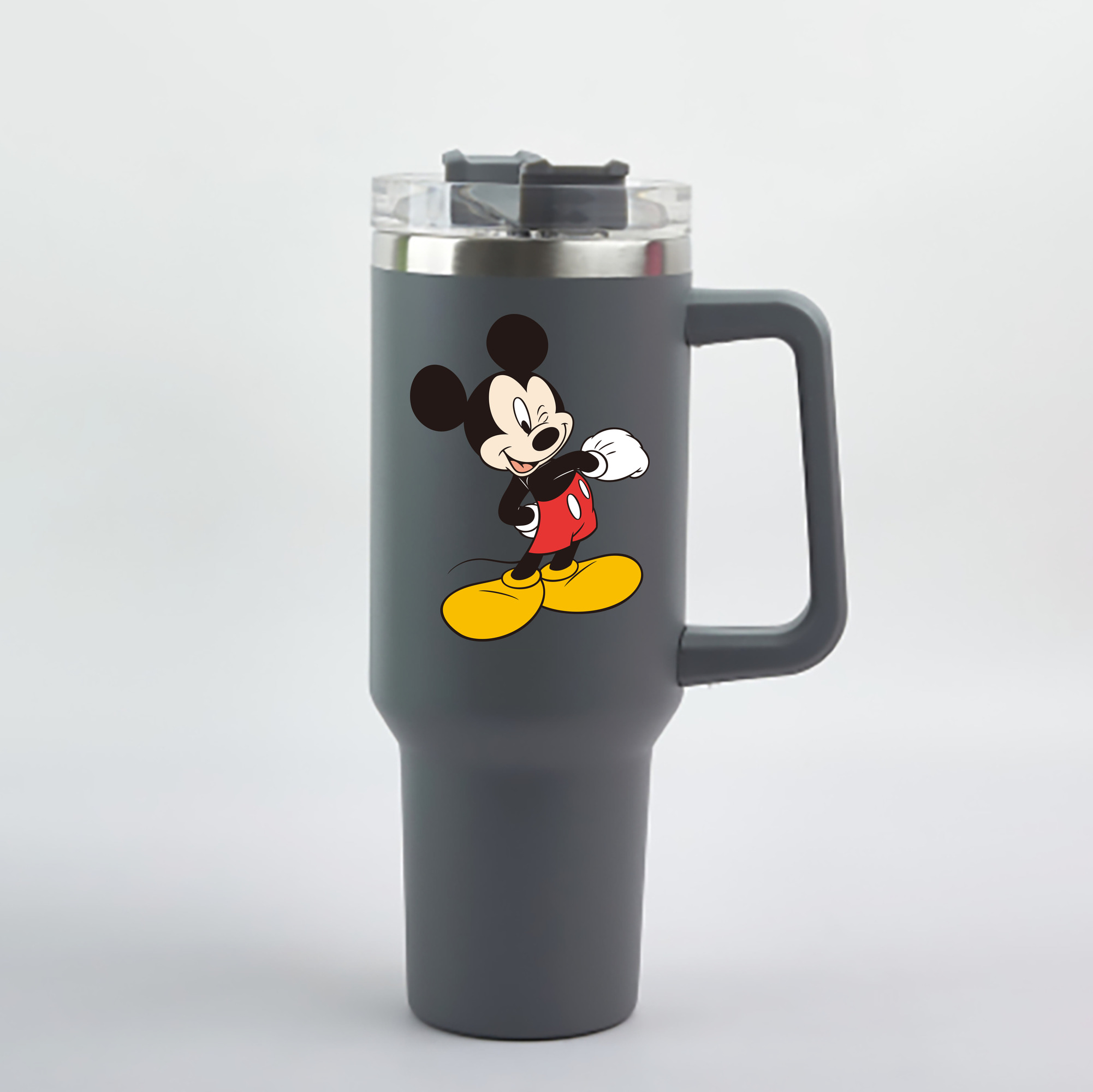 （画像用） ミッキーマウス Mickey Mouse 1200mL車用タンブラー - クリスタルステッカー（プラスチックストロー付き）