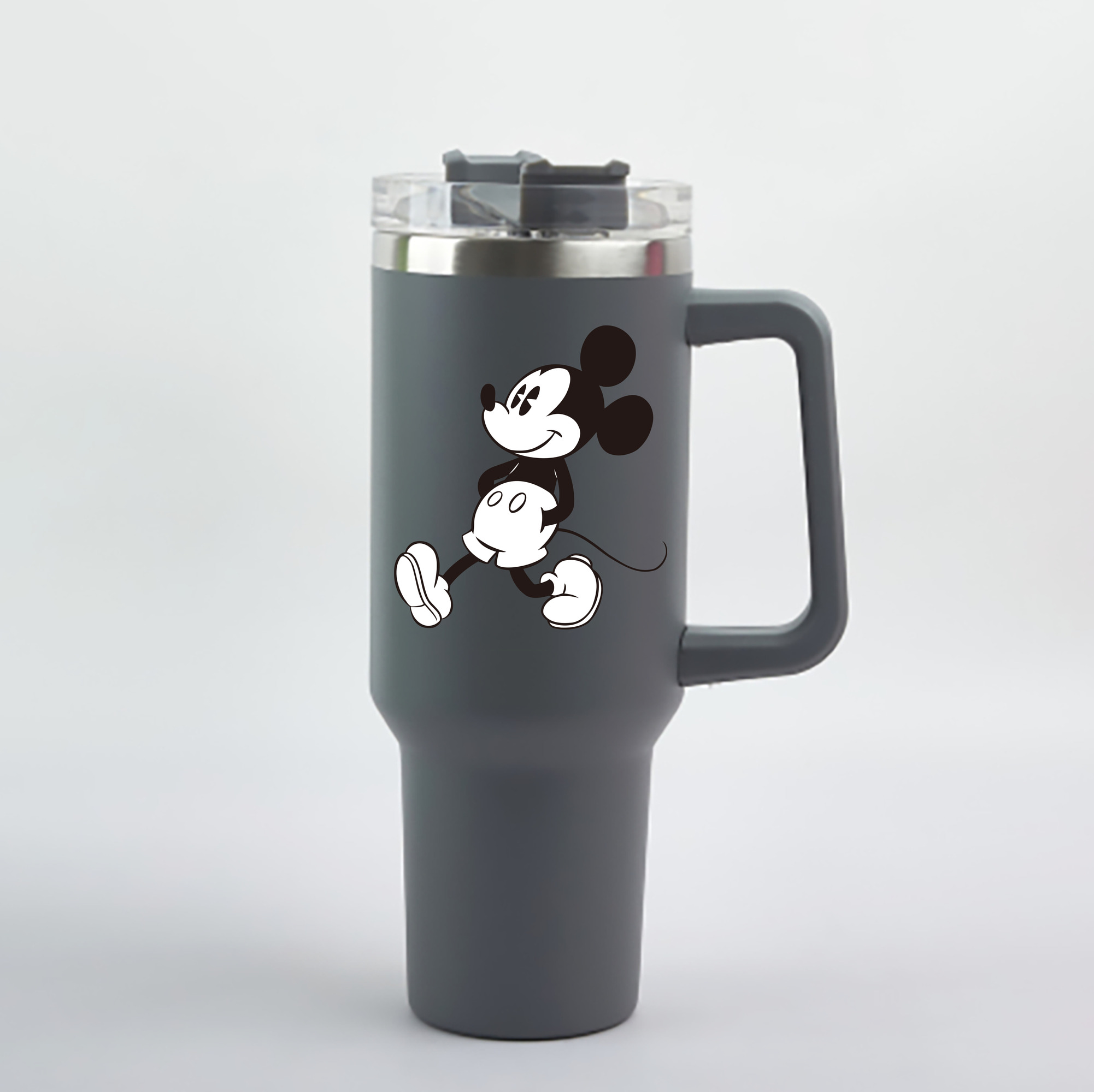 （画像用） ミッキーマウス Mickey Mouse 1200mL車用タンブラー - クリスタルステッカー（プラスチックストロー付き）