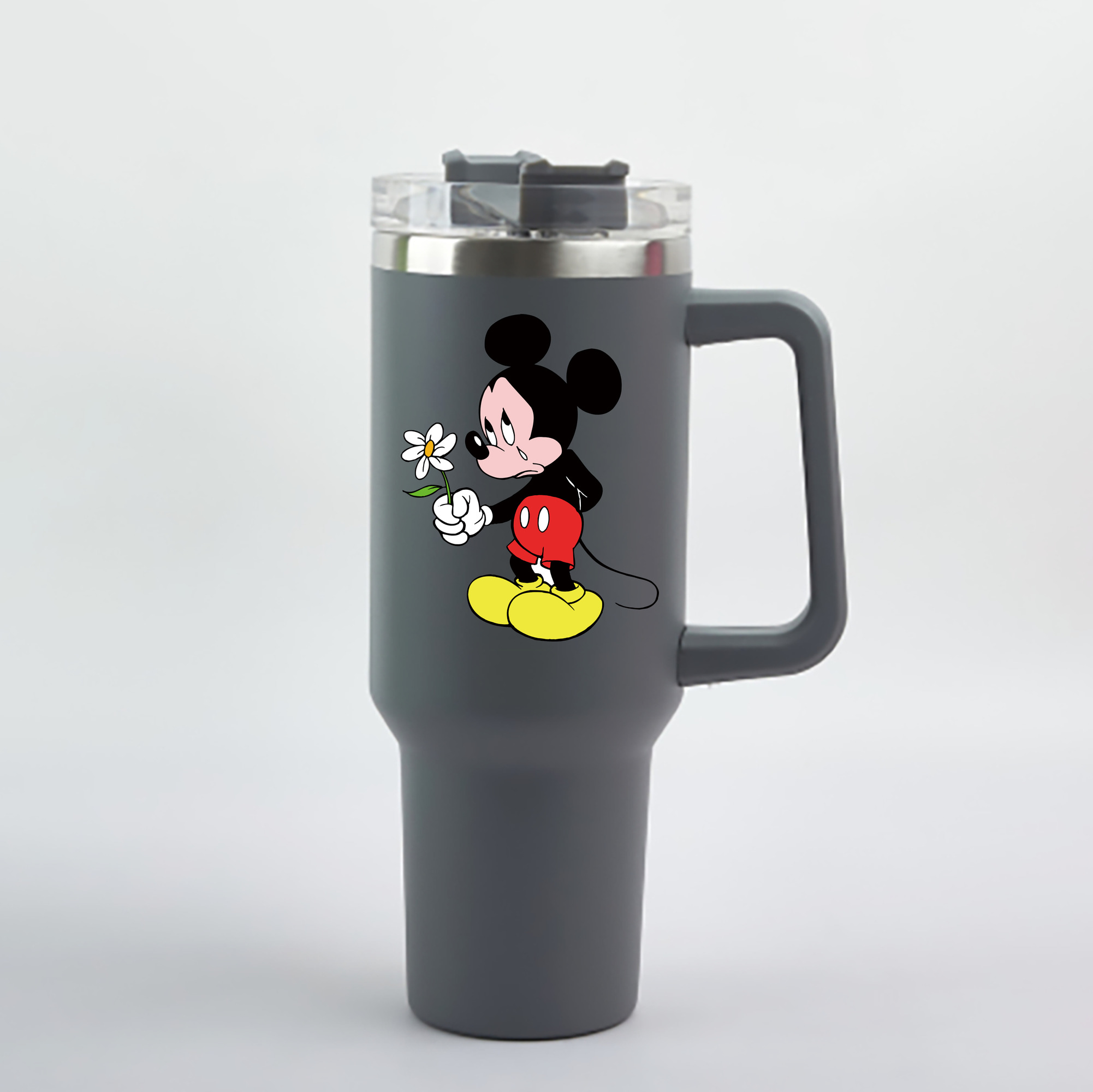 （画像用） ミッキーマウス Mickey Mouse 1200mL車用タンブラー - クリスタルステッカー（プラスチックストロー付き）
