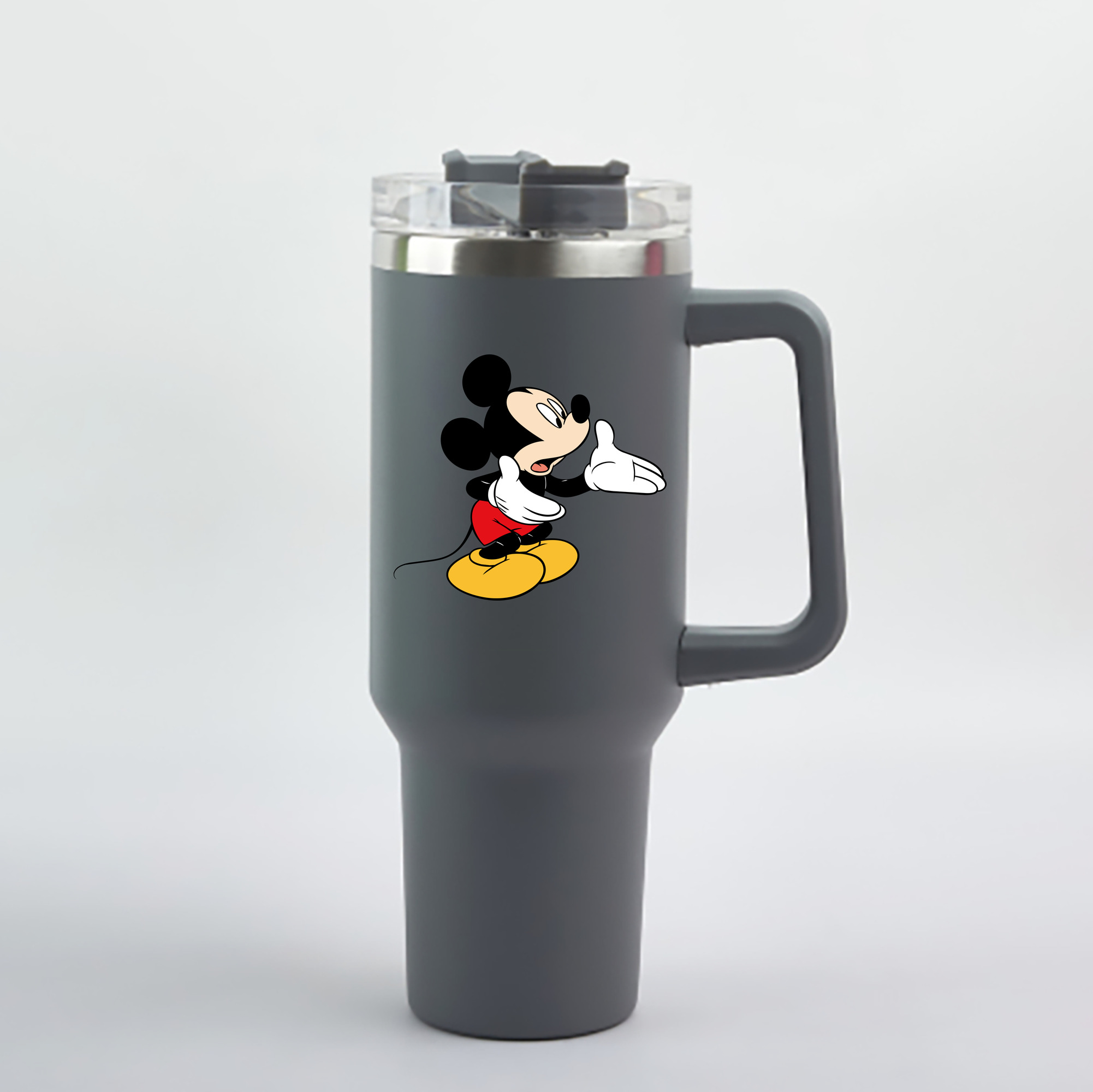 （画像用） ミッキーマウス Mickey Mouse 1200mL車用タンブラー - クリスタルステッカー（プラスチックストロー付き）