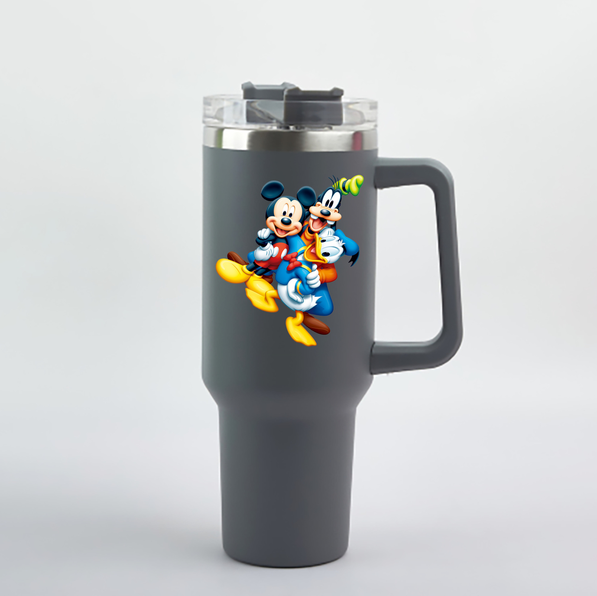 （画像用） ミッキーマウス Mickey Mouse 1200mL車用タンブラー - クリスタルステッカー（プラスチックストロー付き）