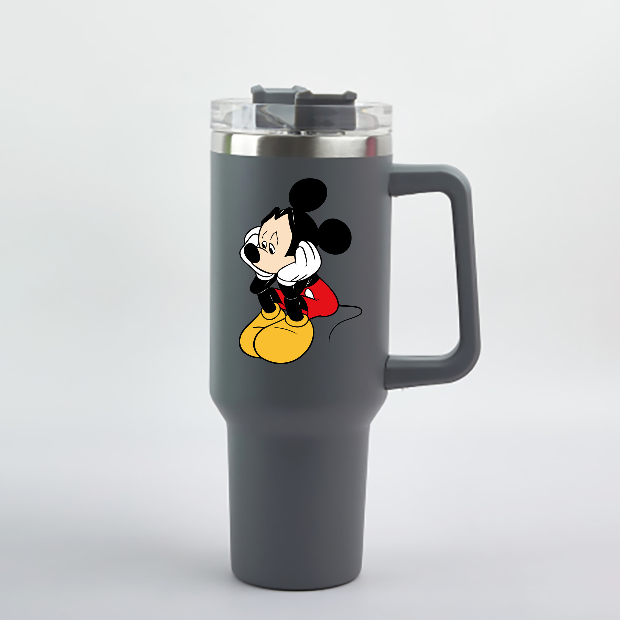 （画像用） ミッキーマウス Mickey Mouse 1200mL車用タンブラー - クリスタルステッカー（プラスチックストロー付き）