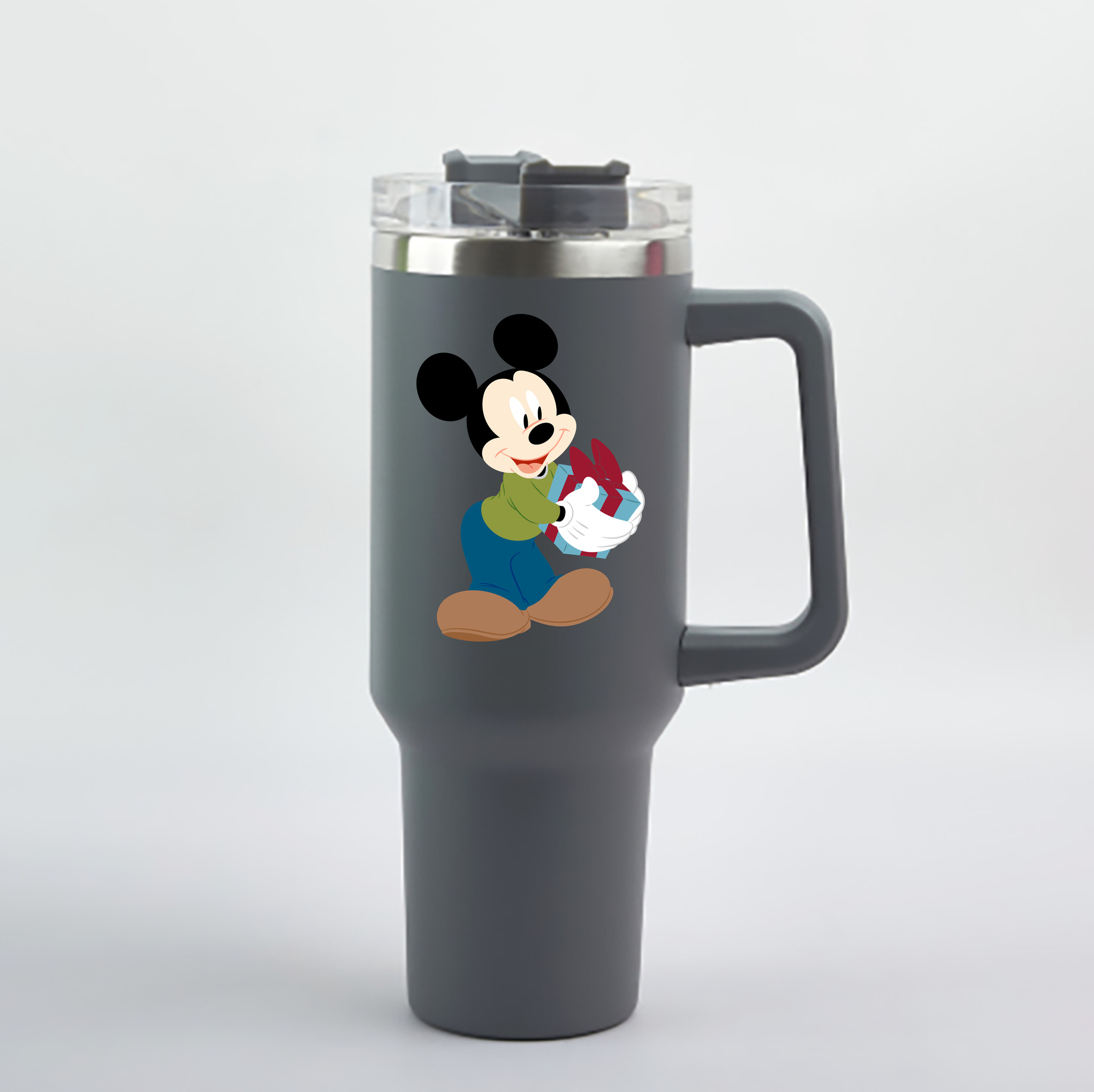 （画像用） ミッキーマウス Mickey Mouse 1200mL車用タンブラー - クリスタルステッカー（プラスチックストロー付き）