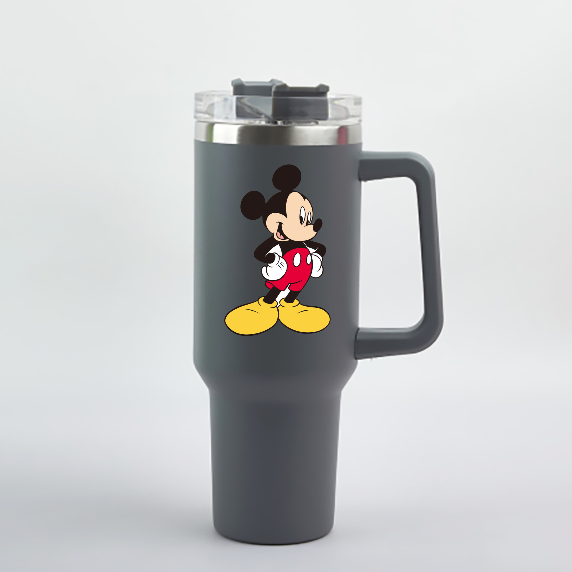 （画像用） ミッキーマウス Mickey Mouse 1200mL車用タンブラー - クリスタルステッカー（プラスチックストロー付き）