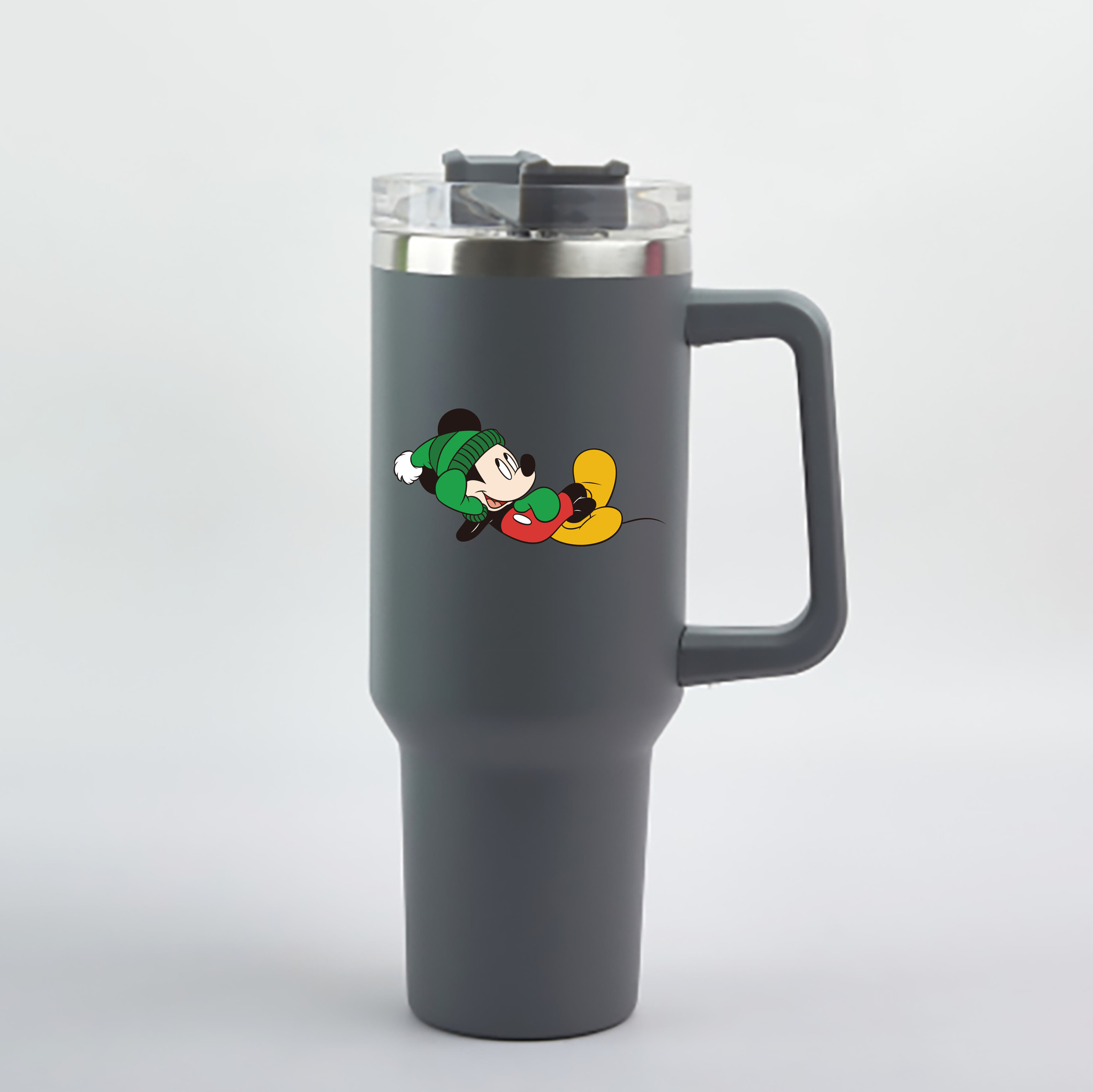 （画像用） ミッキーマウス Mickey Mouse 1200mL車用タンブラー - クリスタルステッカー（プラスチックストロー付き）