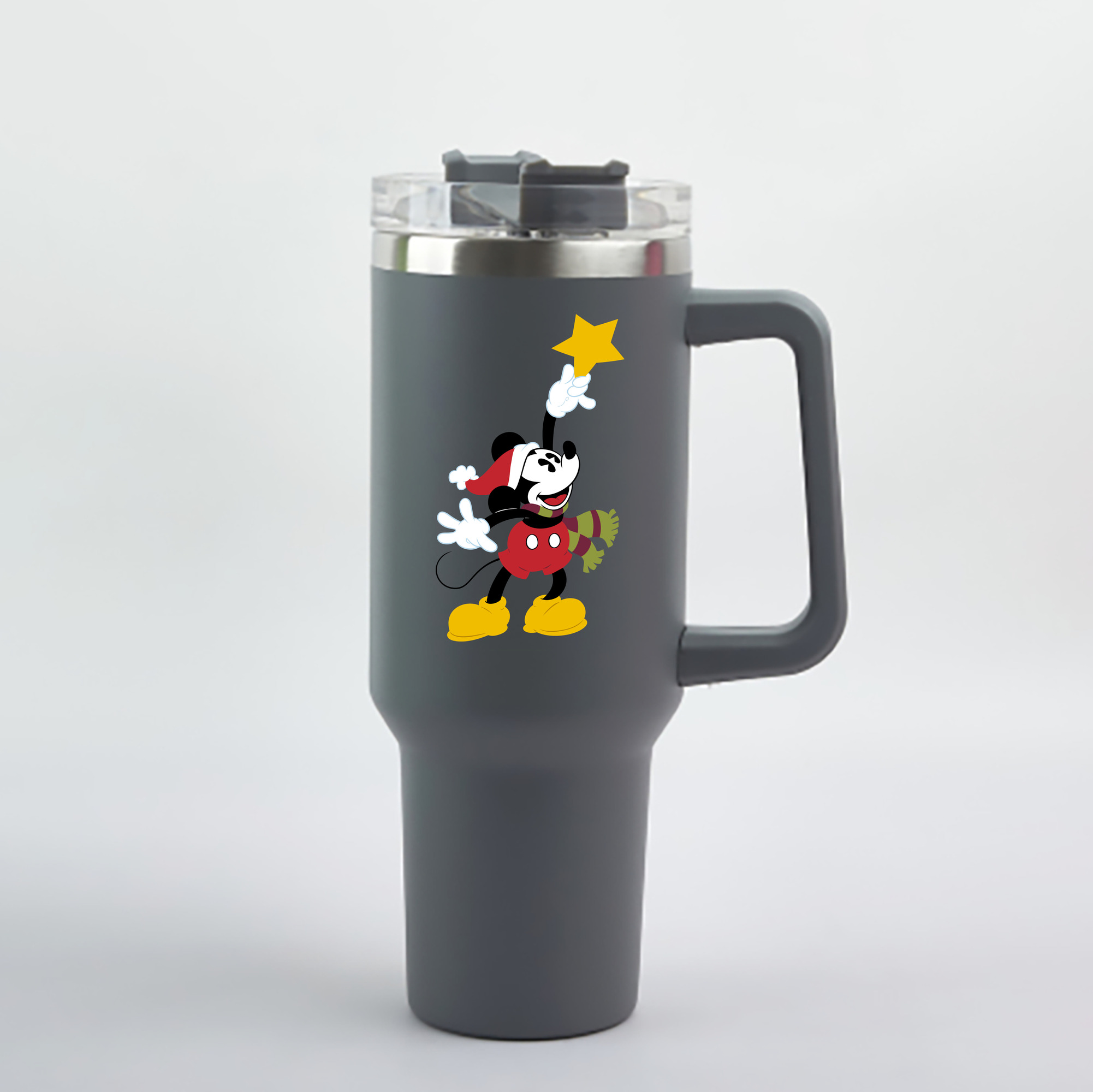 （画像用） ミッキーマウス Mickey Mouse 1200mL車用タンブラー - クリスタルステッカー（プラスチックストロー付き）
