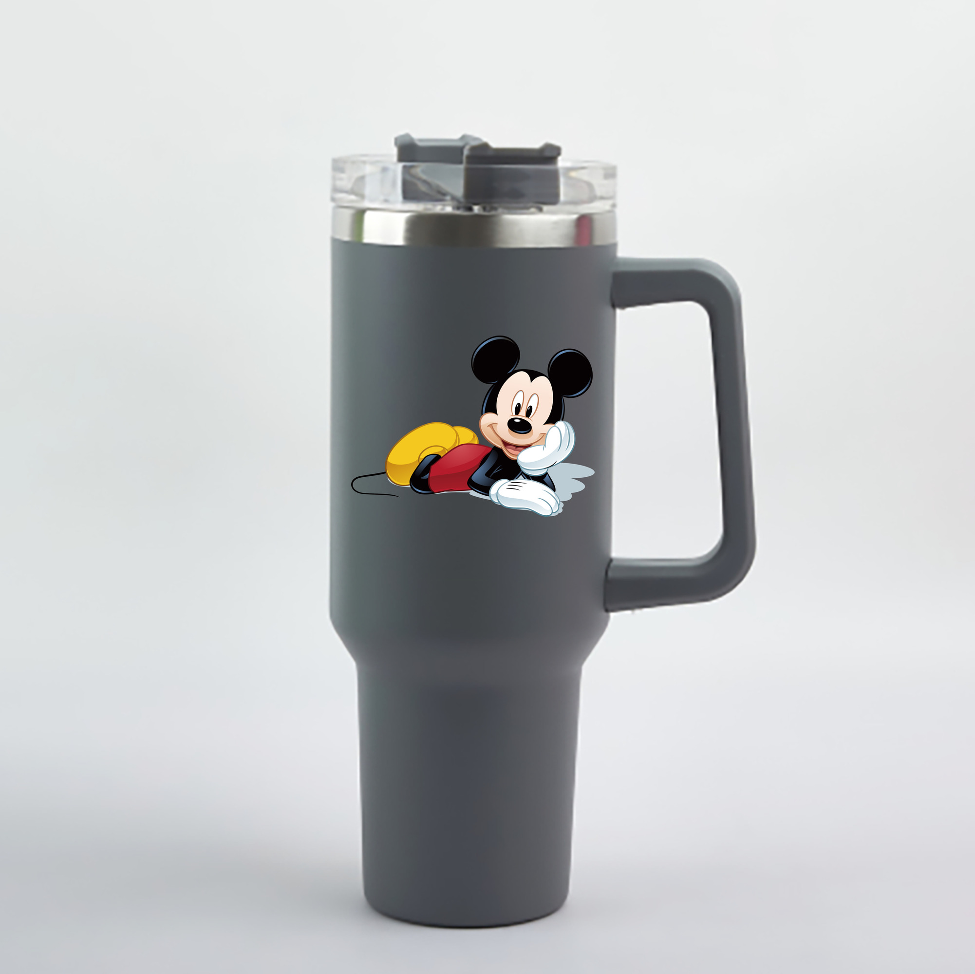 （画像用） ミッキーマウス Mickey Mouse 1200mL車用タンブラー - クリスタルステッカー（プラスチックストロー付き）