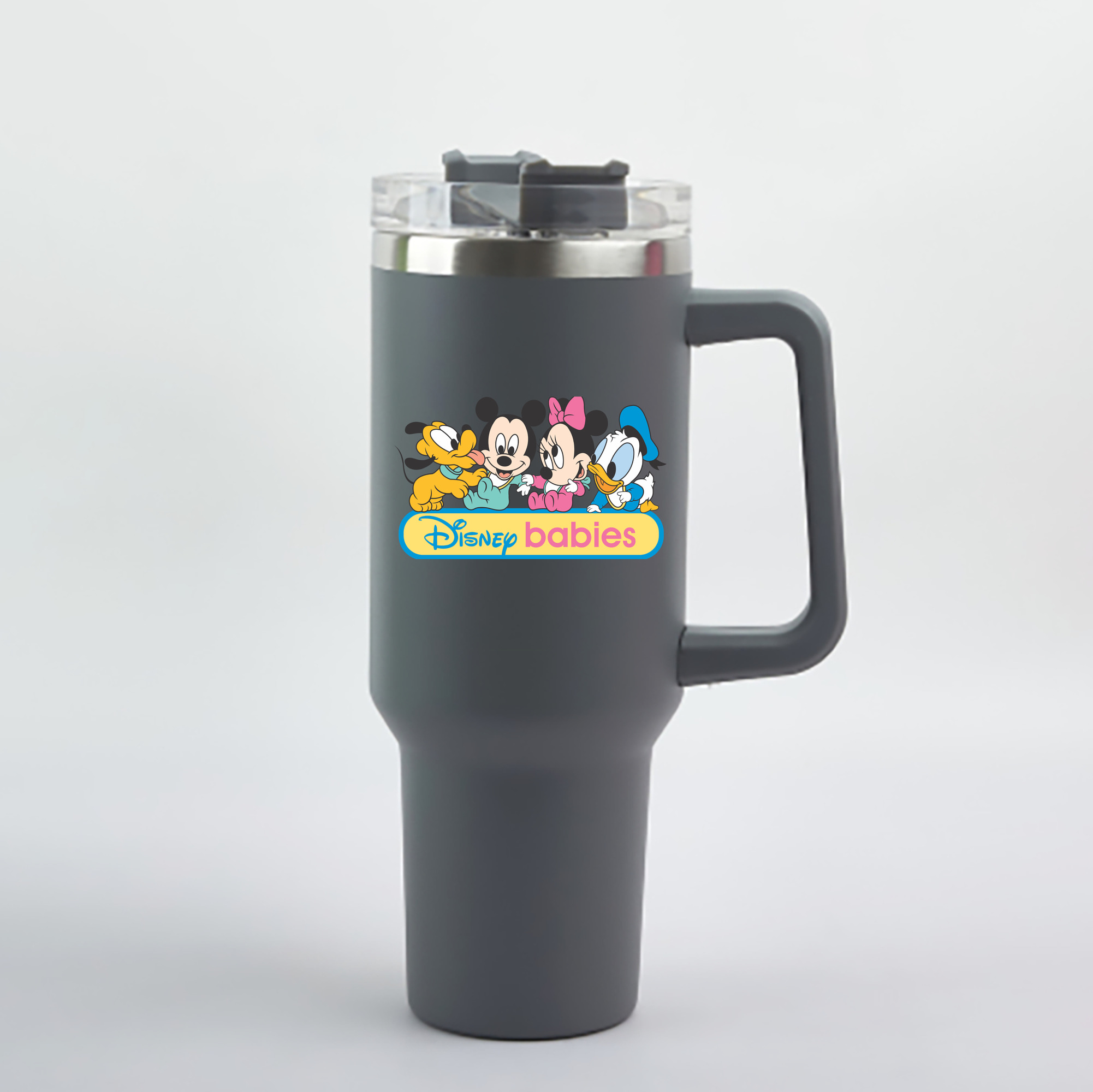 （画像用） ミッキーマウス Mickey Mouse 1200mL車用タンブラー - クリスタルステッカー（プラスチックストロー付き）