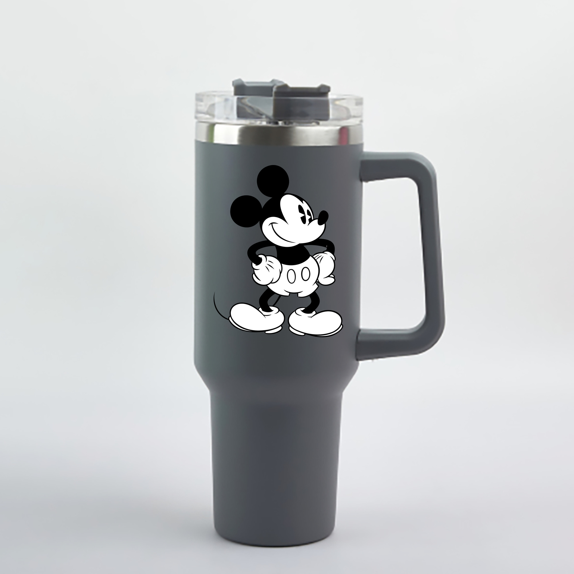 （画像用） ミッキーマウス Mickey Mouse 1200mL車用タンブラー - クリスタルステッカー（プラスチックストロー付き）