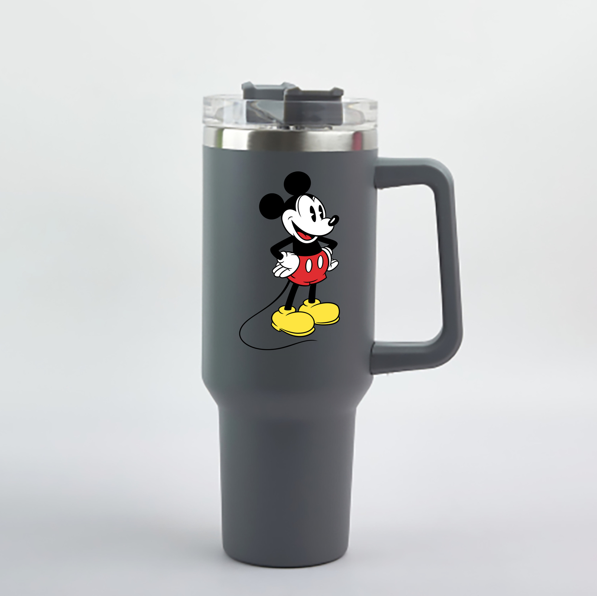 （画像用） ミッキーマウス Mickey Mouse 1200mL車用タンブラー - クリスタルステッカー（プラスチックストロー付き）