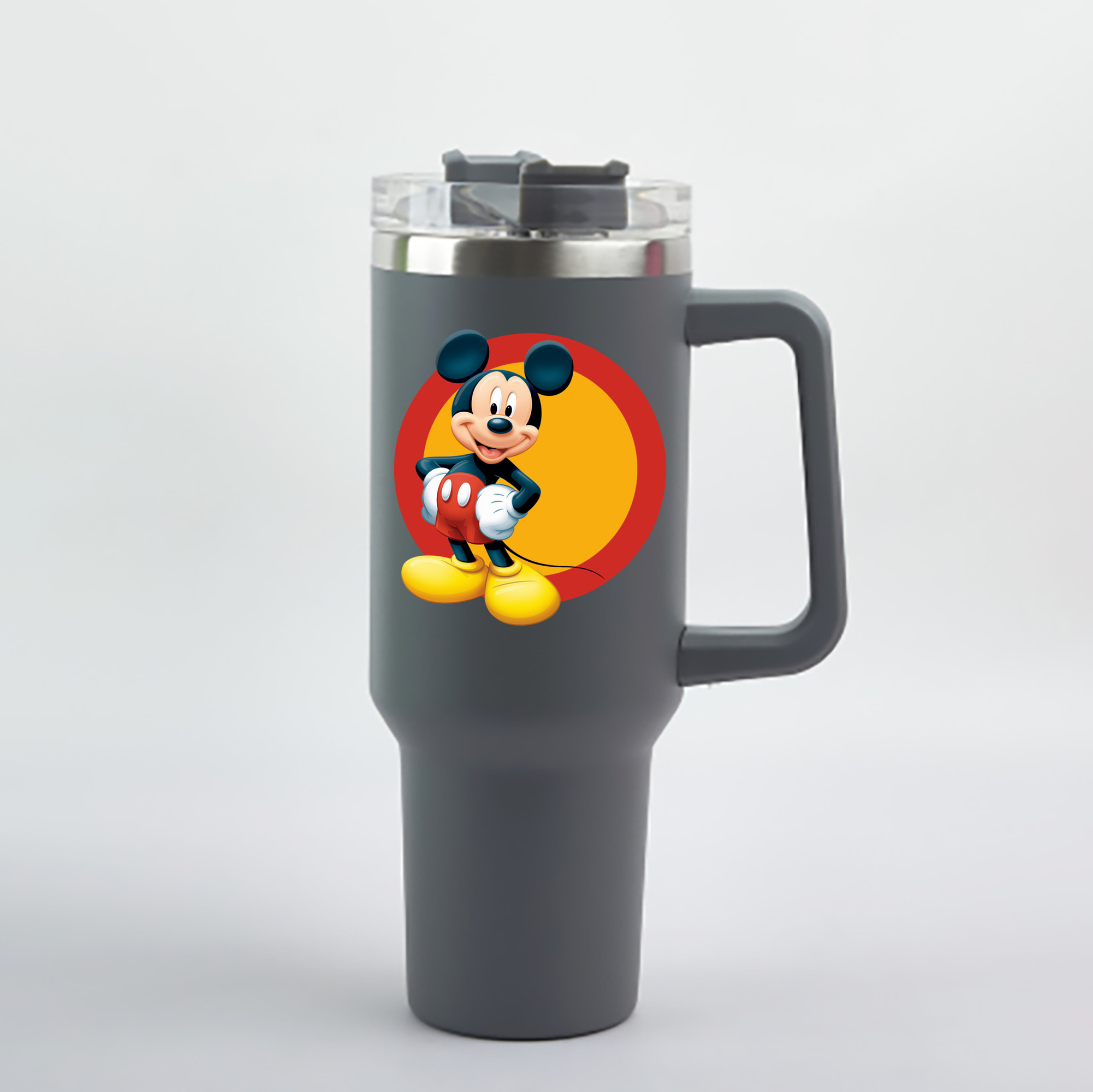 （画像用） ミッキーマウス Mickey Mouse 1200mL車用タンブラー - クリスタルステッカー（プラスチックストロー付き）