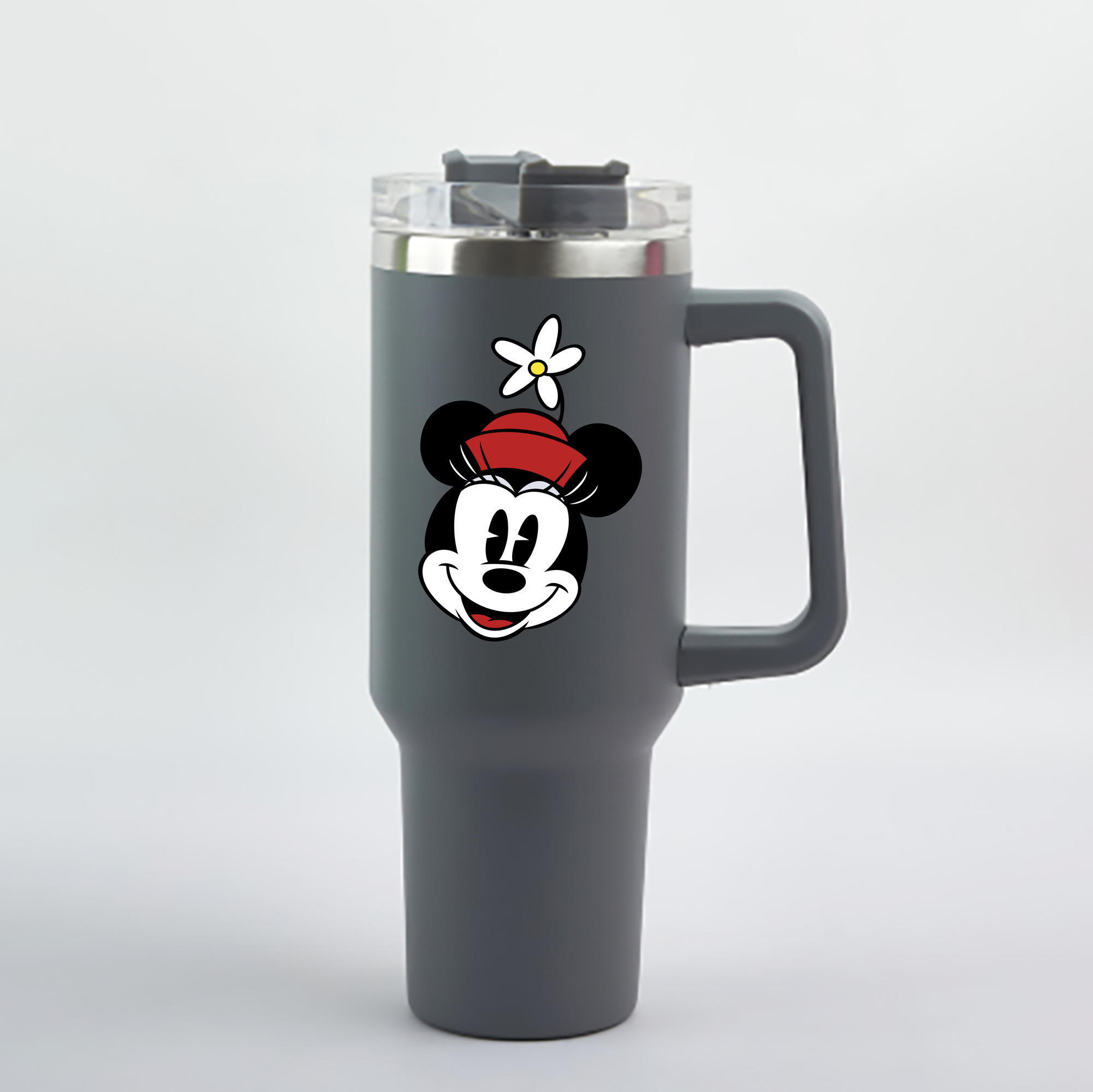（画像用） ミッキーマウス Mickey Mouse 1200mL車用タンブラー - クリスタルステッカー（プラスチックストロー付き）