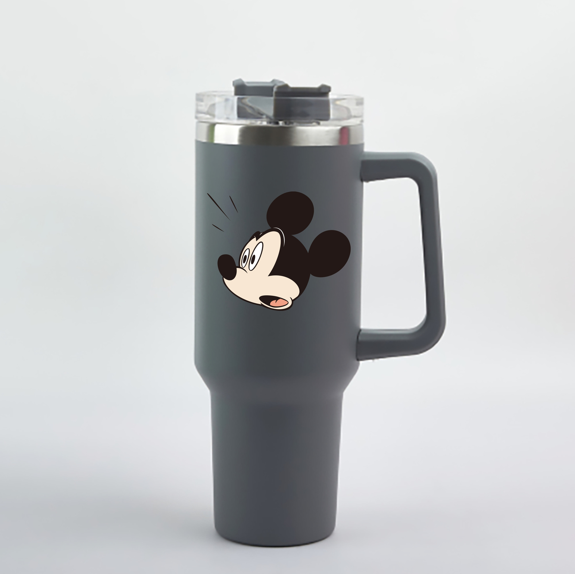 （画像用） ミッキーマウス Mickey Mouse 1200mL車用タンブラー - クリスタルステッカー（プラスチックストロー付き）