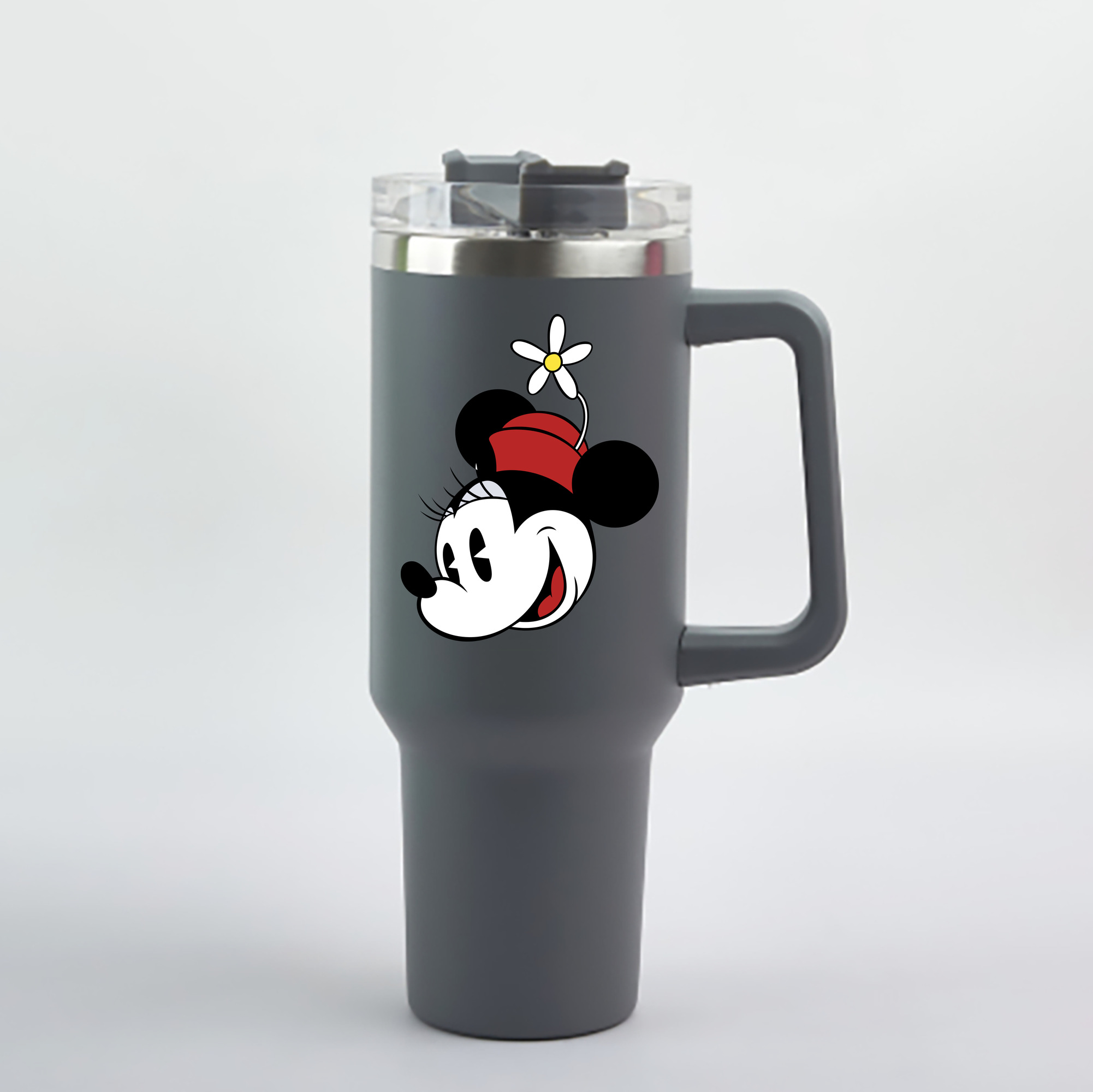 （画像用） ミッキーマウス Mickey Mouse 1200mL車用タンブラー - クリスタルステッカー（プラスチックストロー付き）