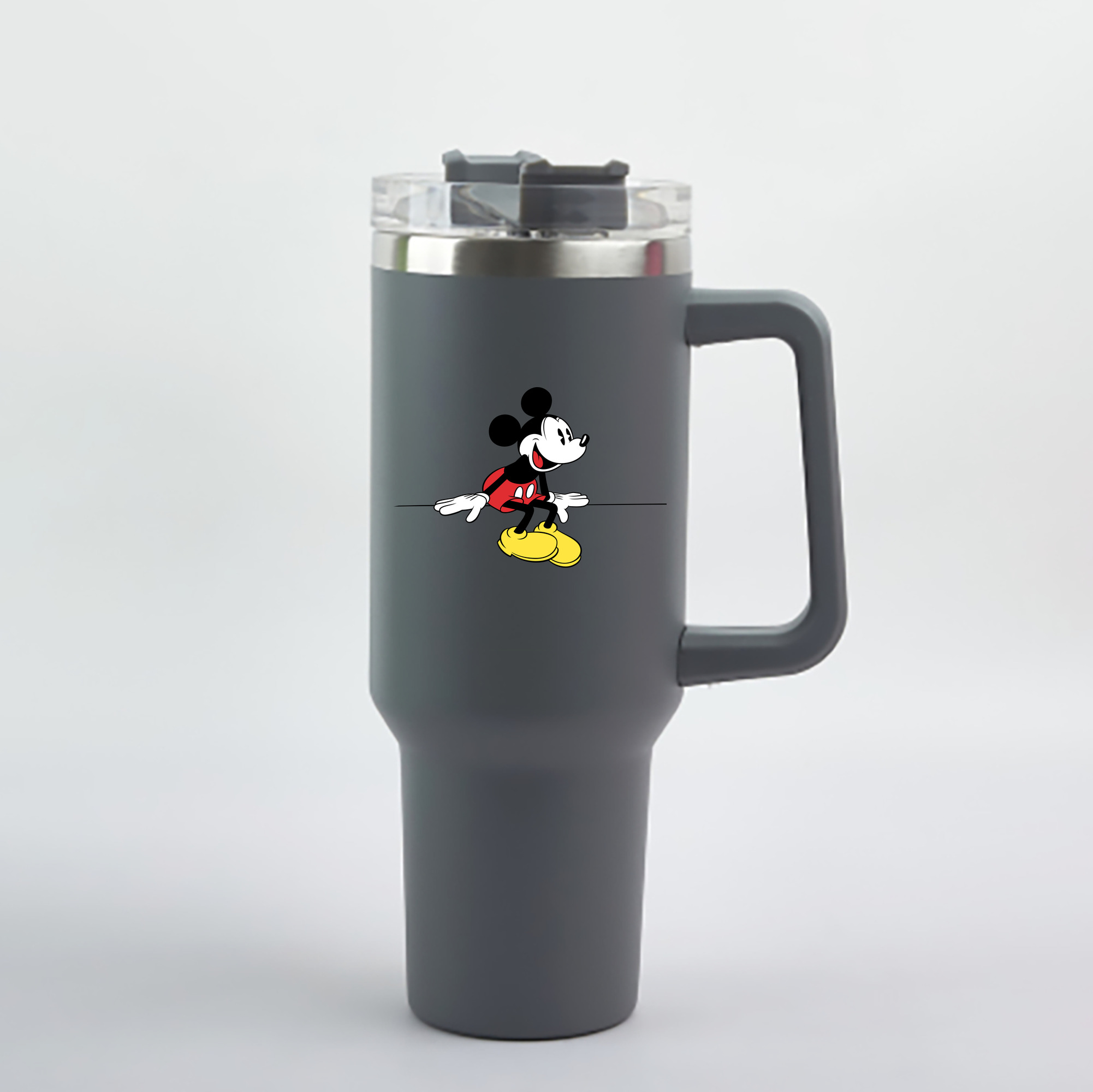 （画像用） ミッキーマウス Mickey Mouse 1200mL車用タンブラー - クリスタルステッカー（プラスチックストロー付き）