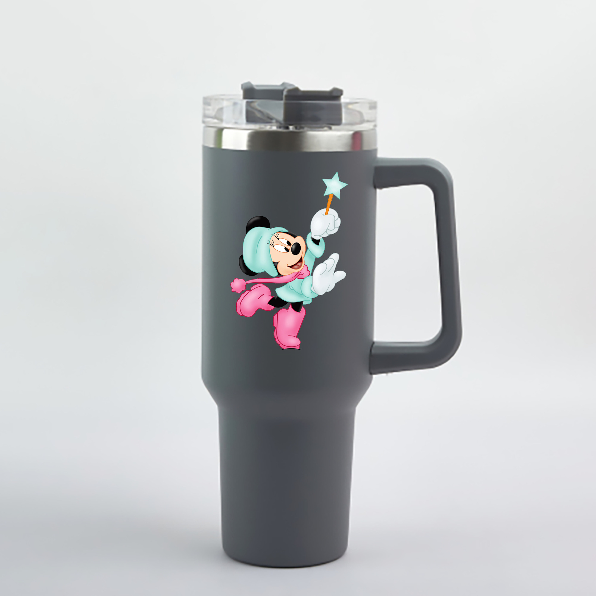 （画像用） ミッキーマウス Mickey Mouse 1200mL車用タンブラー - クリスタルステッカー（プラスチックストロー付き）