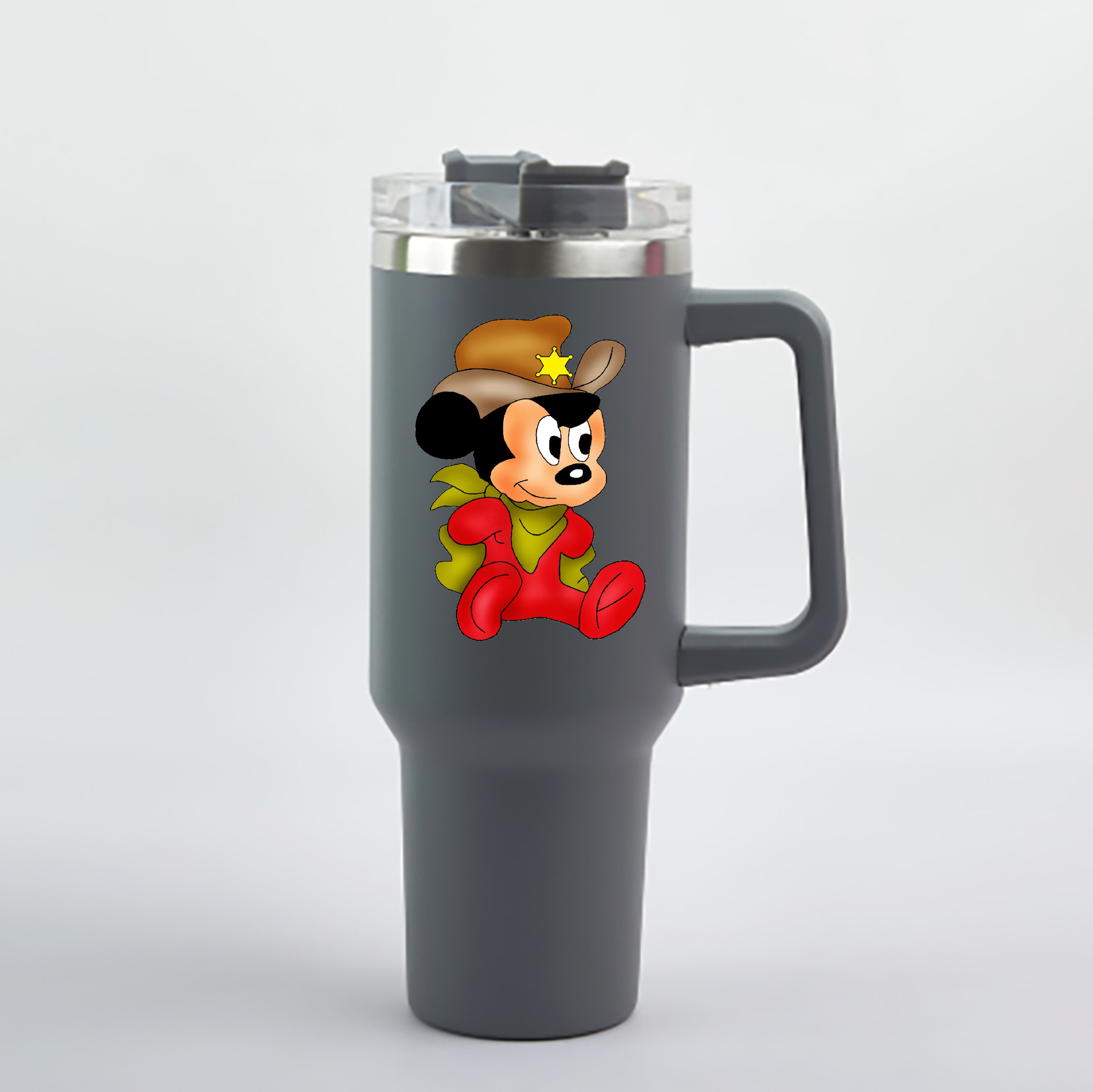 （画像用） ミッキーマウス Mickey Mouse 1200mL車用タンブラー - クリスタルステッカー（プラスチックストロー付き）