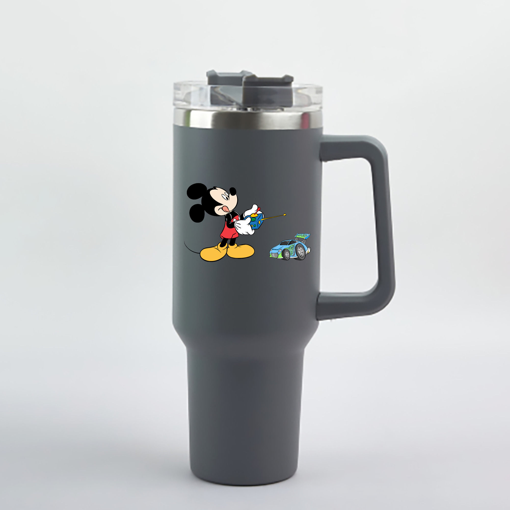 （画像用） ミッキーマウス Mickey Mouse 1200mL車用タンブラー - クリスタルステッカー（プラスチックストロー付き）