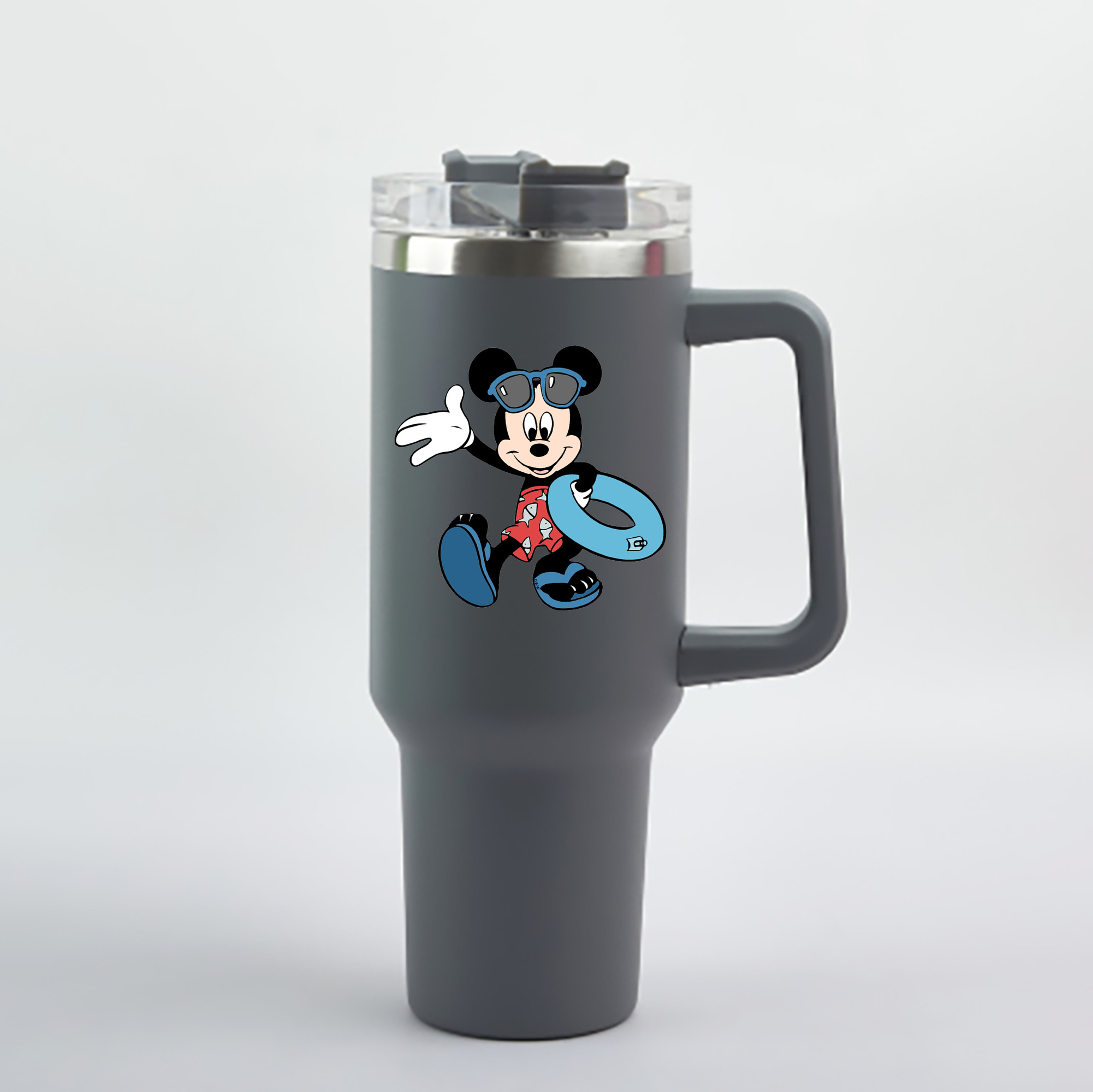 （画像用） ミッキーマウス Mickey Mouse 1200mL車用タンブラー - クリスタルステッカー（プラスチックストロー付き）