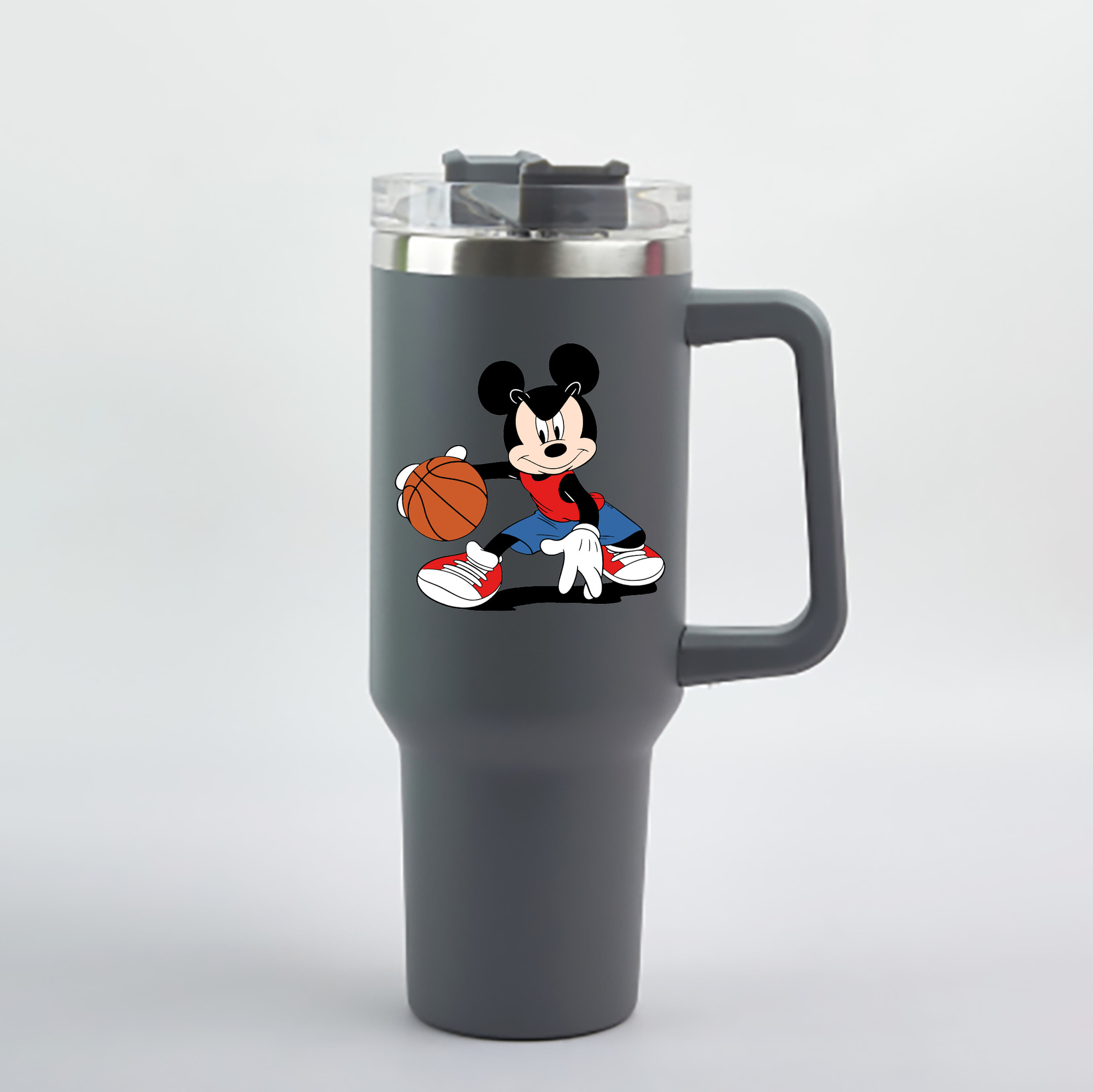 （画像用） ミッキーマウス Mickey Mouse 1200mL車用タンブラー - クリスタルステッカー（プラスチックストロー付き）