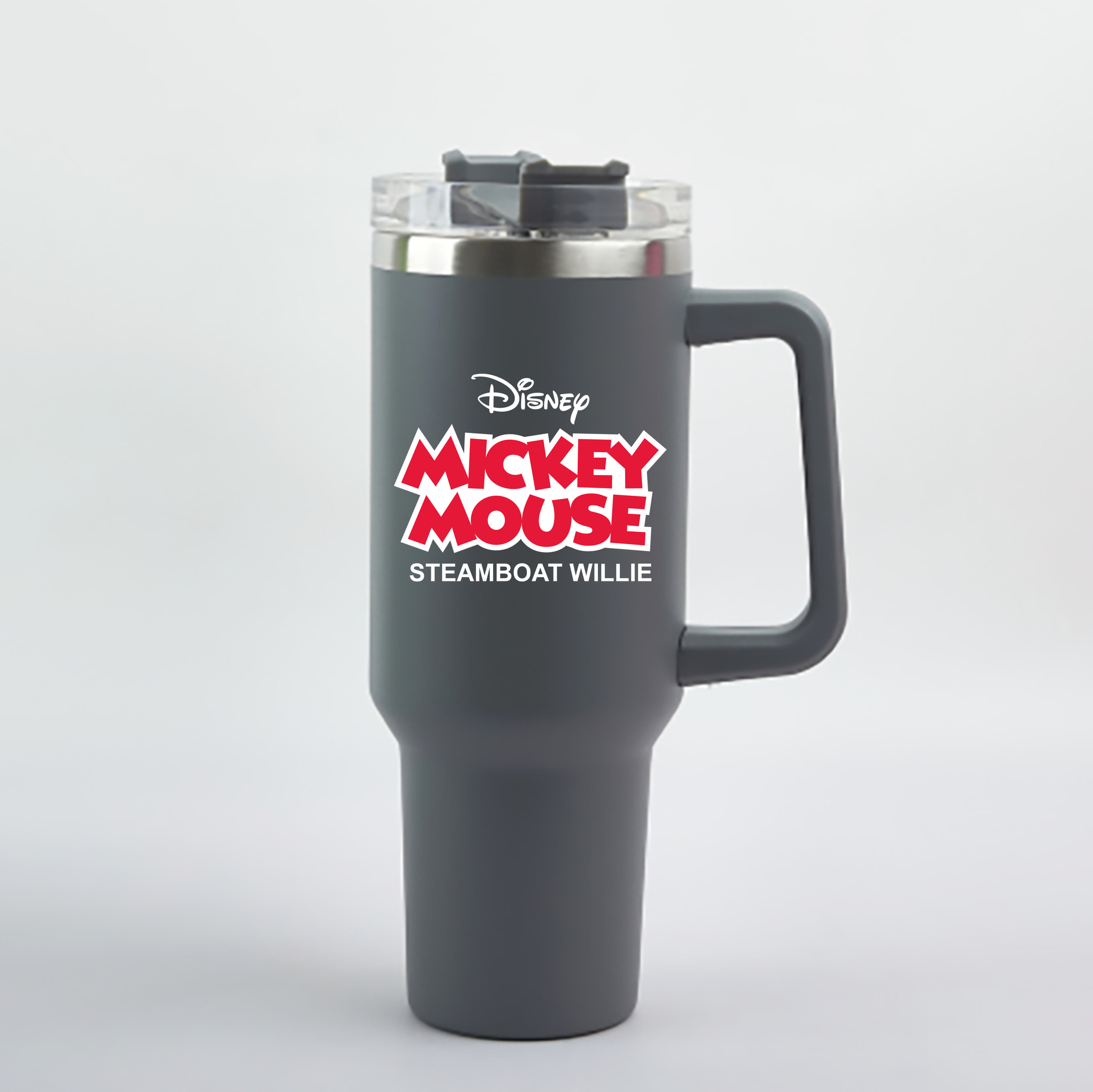 （画像用） ミッキーマウス Mickey Mouse 1200mL車用タンブラー - クリスタルステッカー（プラスチックストロー付き）