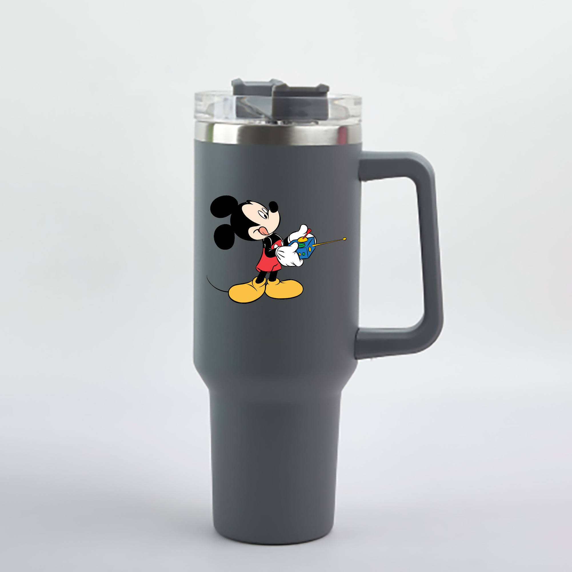 （画像用） ミッキーマウス Mickey Mouse 1200mL車用タンブラー - クリスタルステッカー（プラスチックストロー付き）