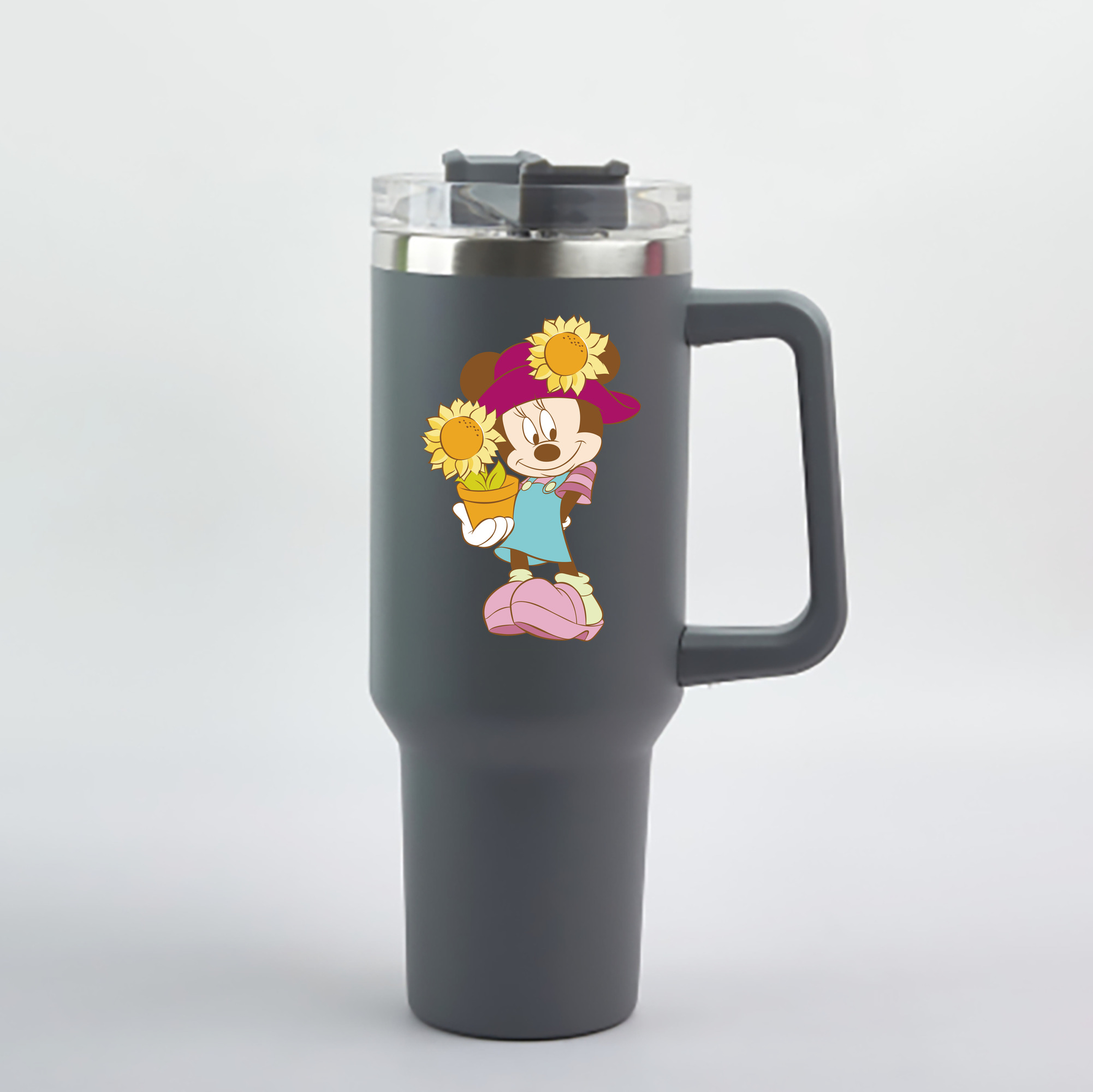 （画像用） ミッキーマウス Mickey Mouse 1200mL車用タンブラー - クリスタルステッカー（プラスチックストロー付き）